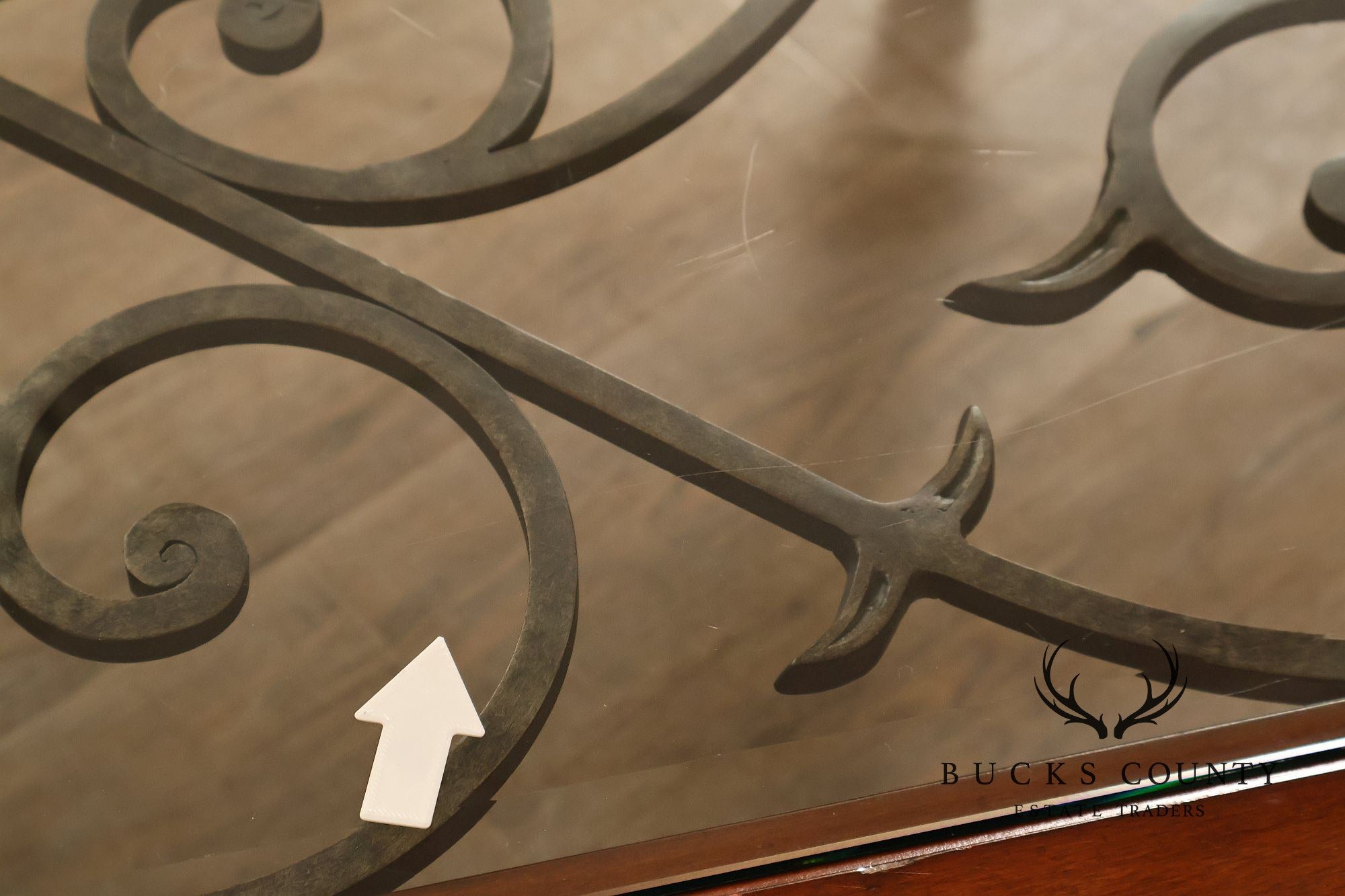 Ethan Allen Tuscany Glass Top Coffee Table With Iron Scroll Base