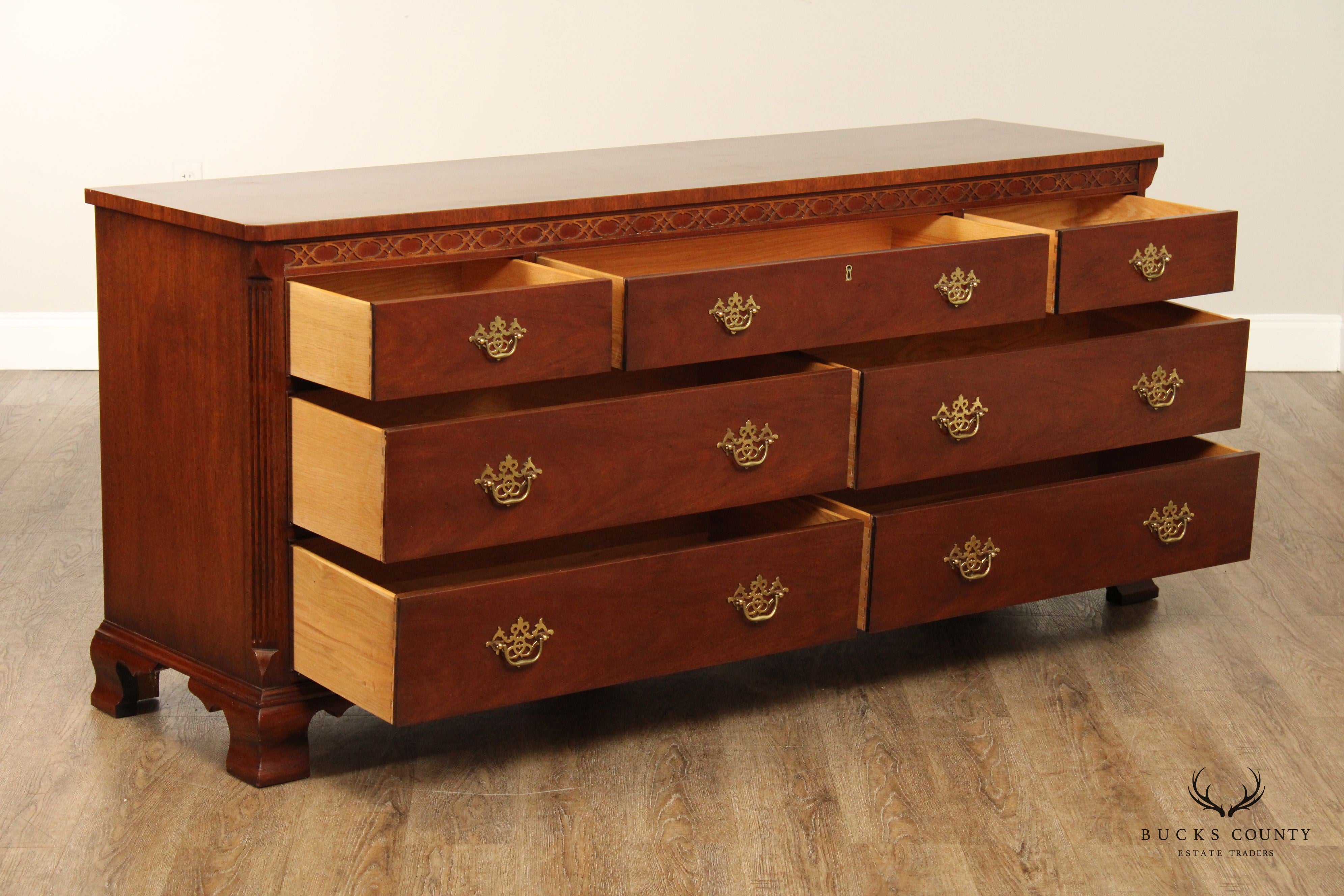 Hickory Chair Co Mahogany Dresser with Banded Top Chippendale Style