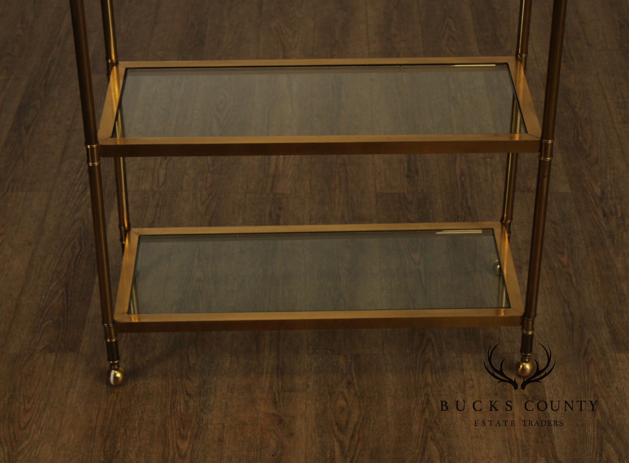 Mid Century Modern Brass and Glass Etagere Bookshelf