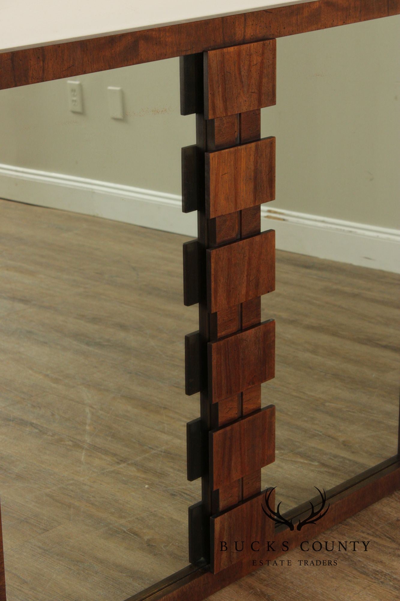 Lane 'Staccato' Brutalist Walnut Wall Mirror