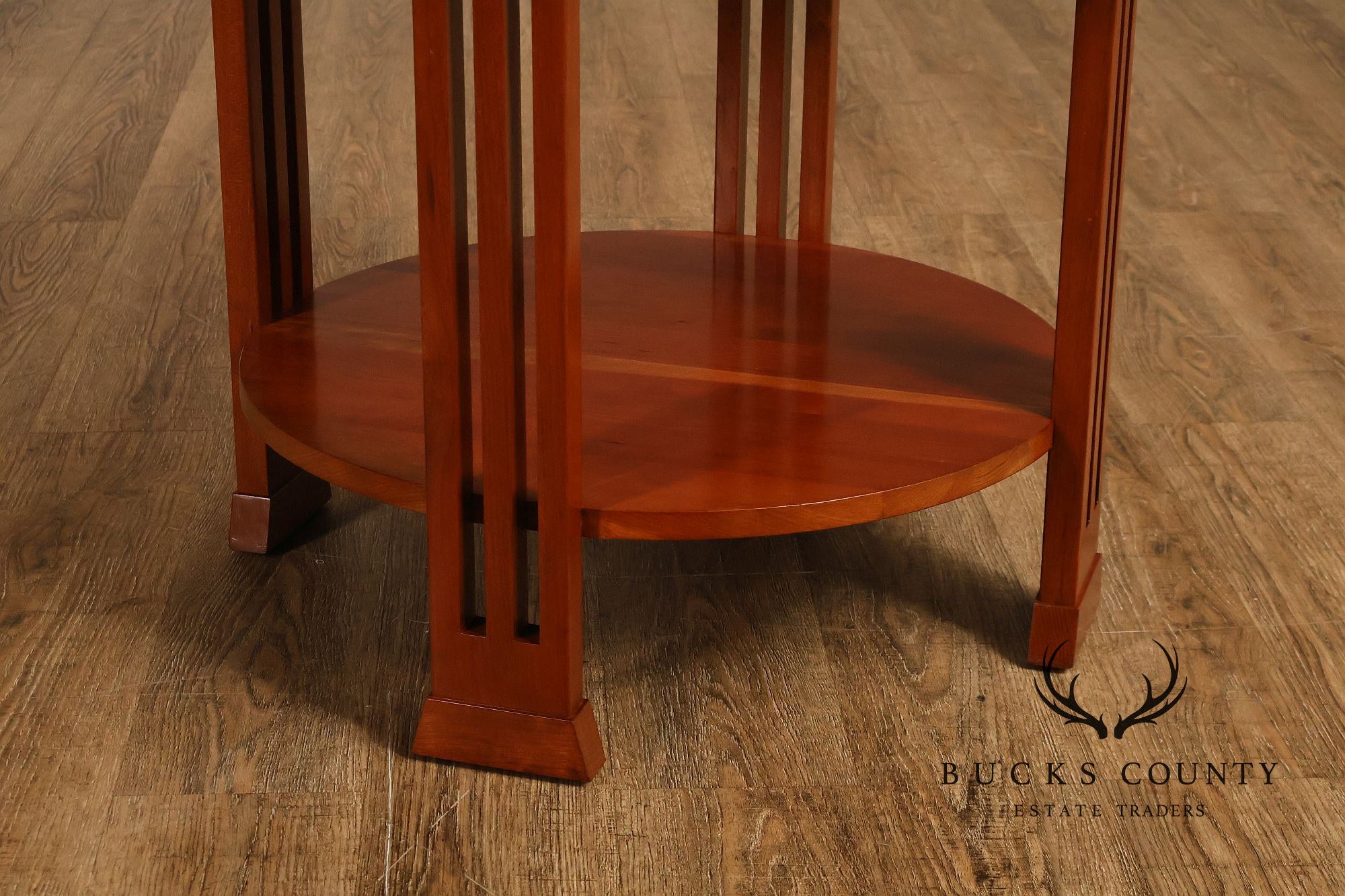 Stickley 21st Century Collection Round Cherry Granite Top Lamp Table