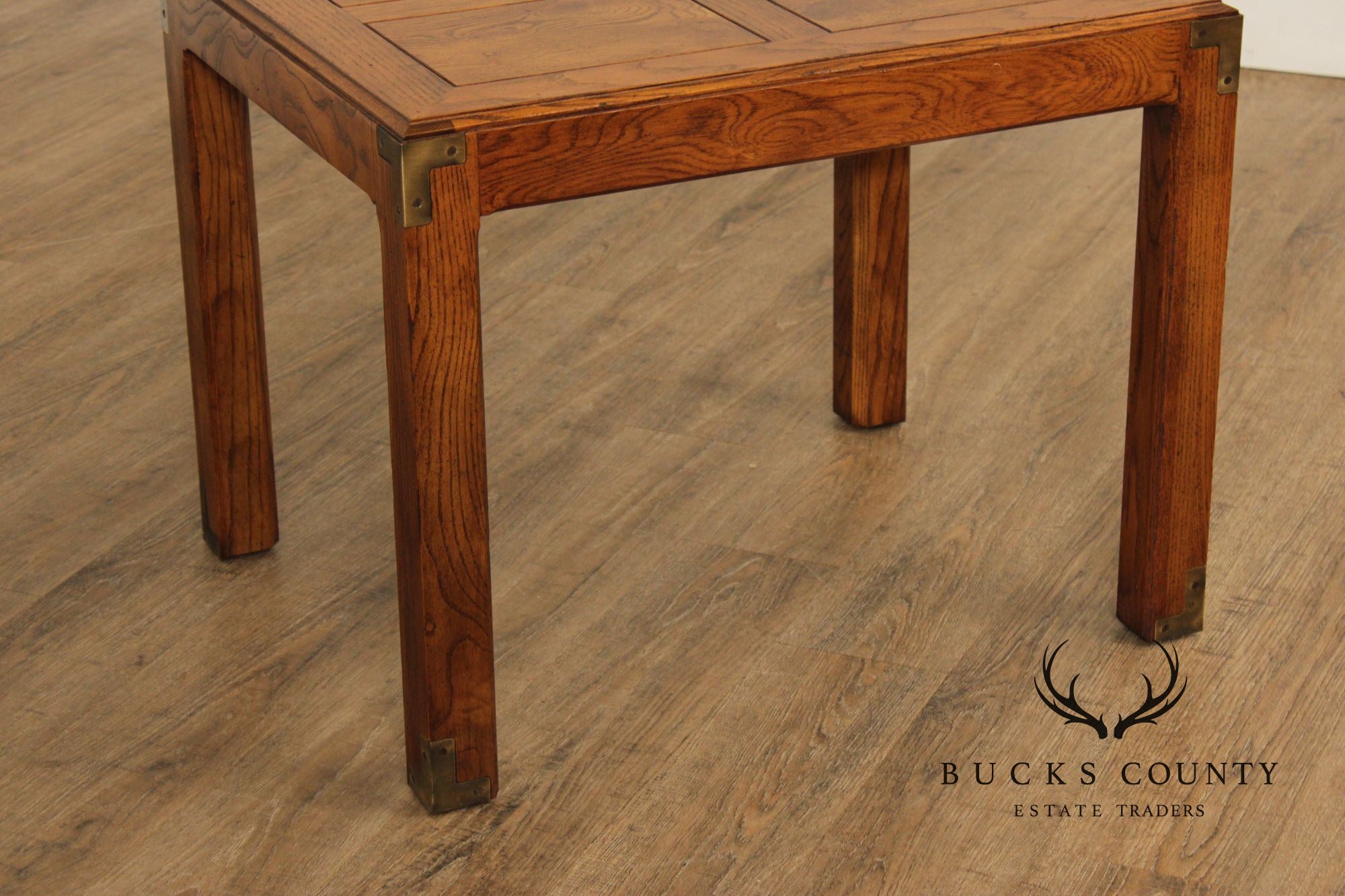 Henredon 'Artefacts' Oak and Brass Campaign End Table
