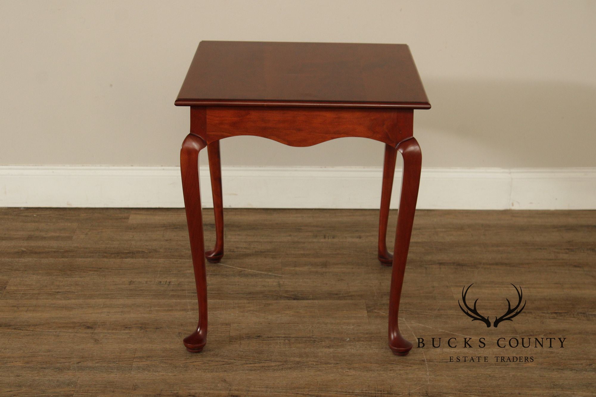 Queen Anne Style Bench Made Pair of Cherry End Tables