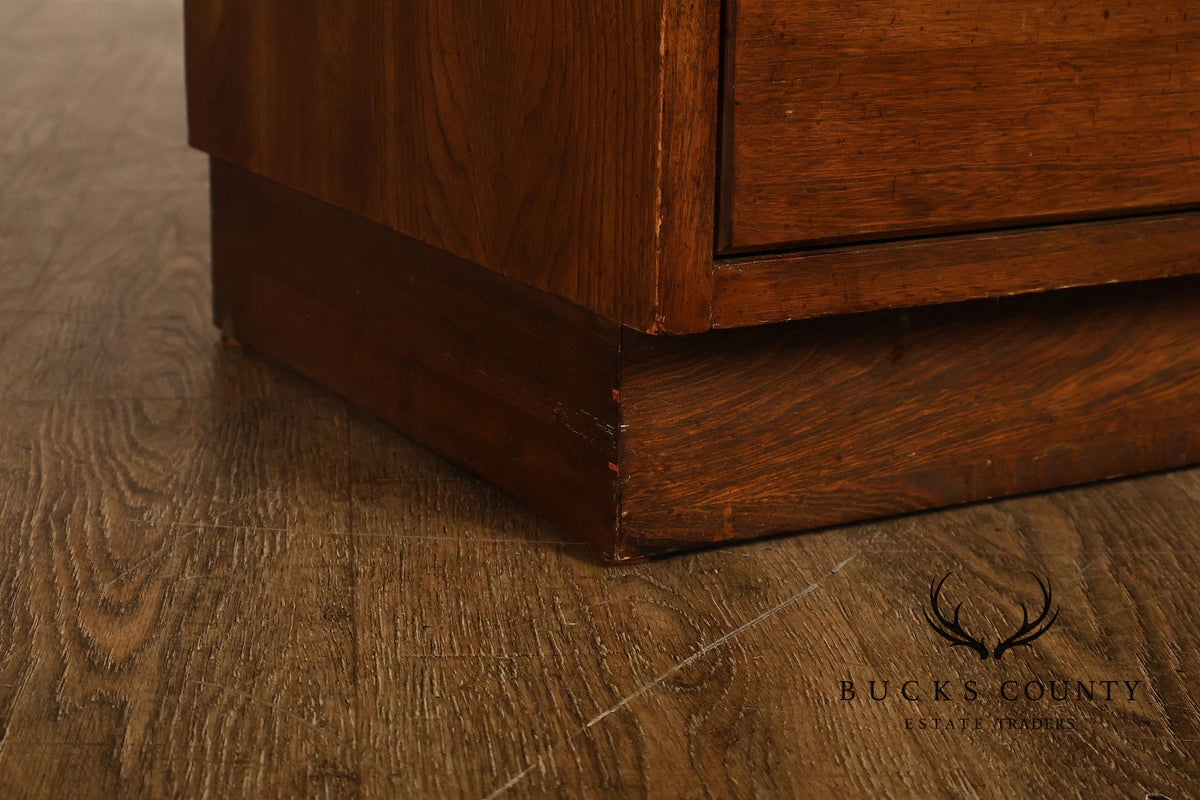 Stanley Campaign Style Pair of Walnut Bedside Chests