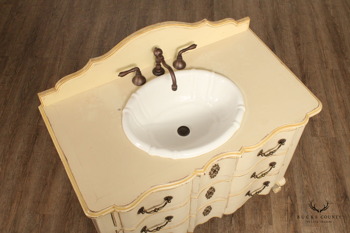 French Country Style Painted Single Sink Vanity Dresser