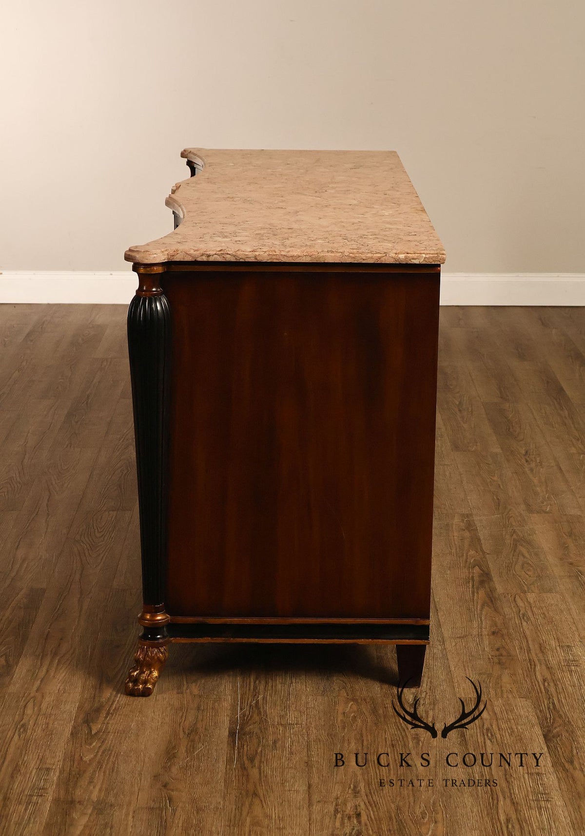 Marble Top Neoclassical Style Mahogany Dresser Buffet