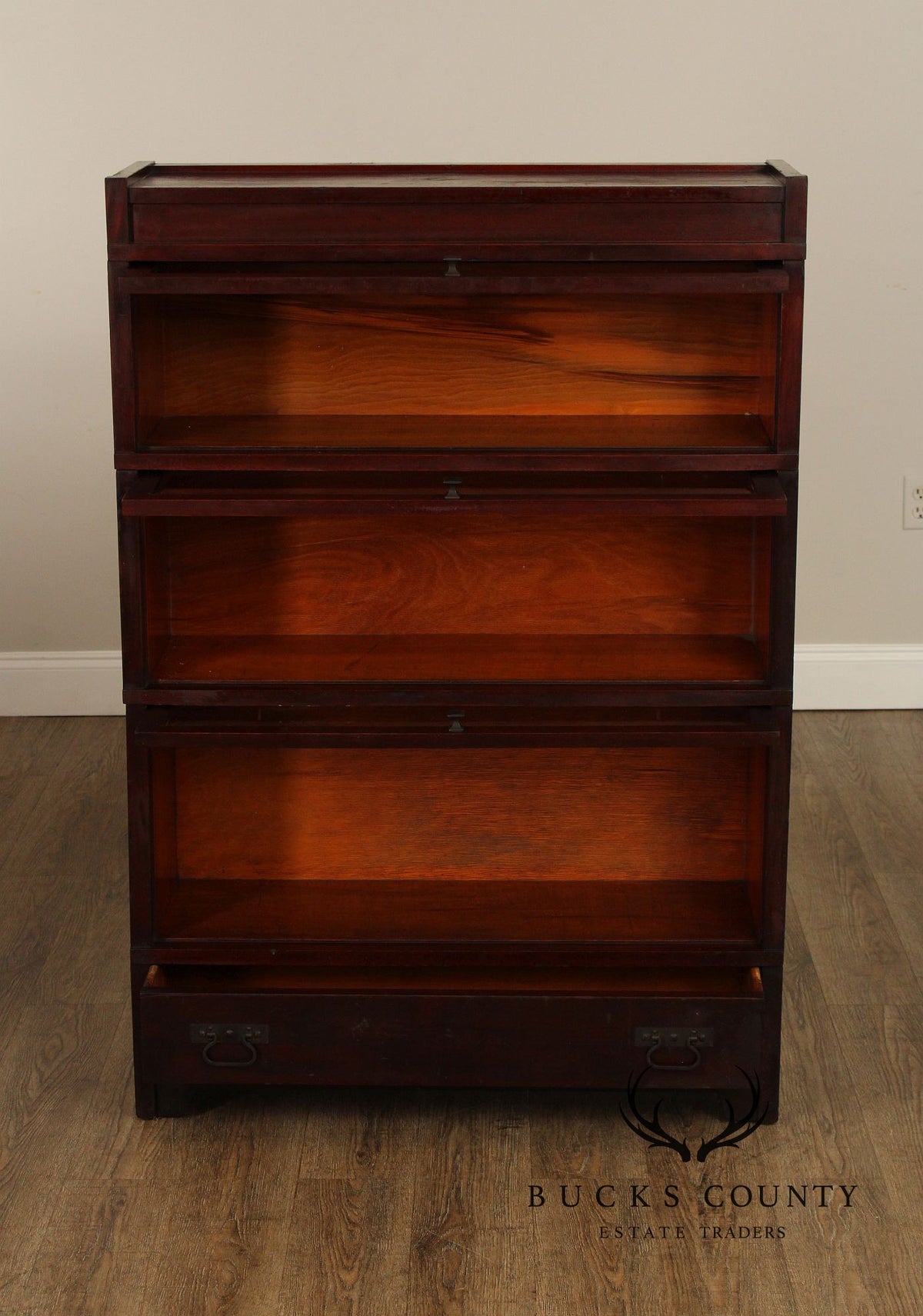 Vintage Mahogany Three-Stack Barrister Bookcase