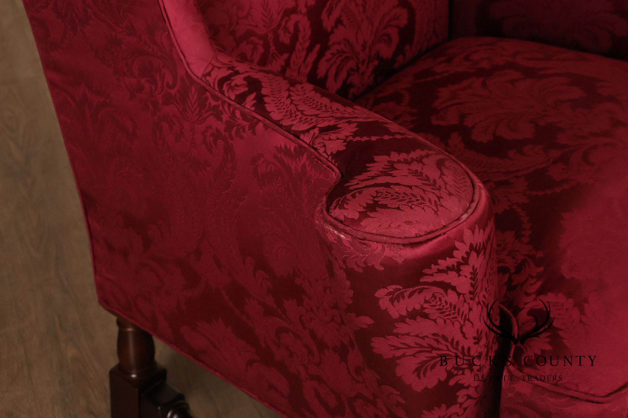 Baker Stately Homes Collection Pair of Carved Wingback Armchairs
