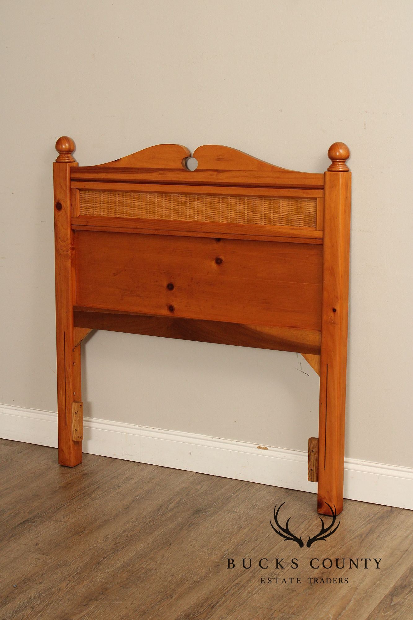 Stanley Furniture Country Pine and Wicker Twin Headboard