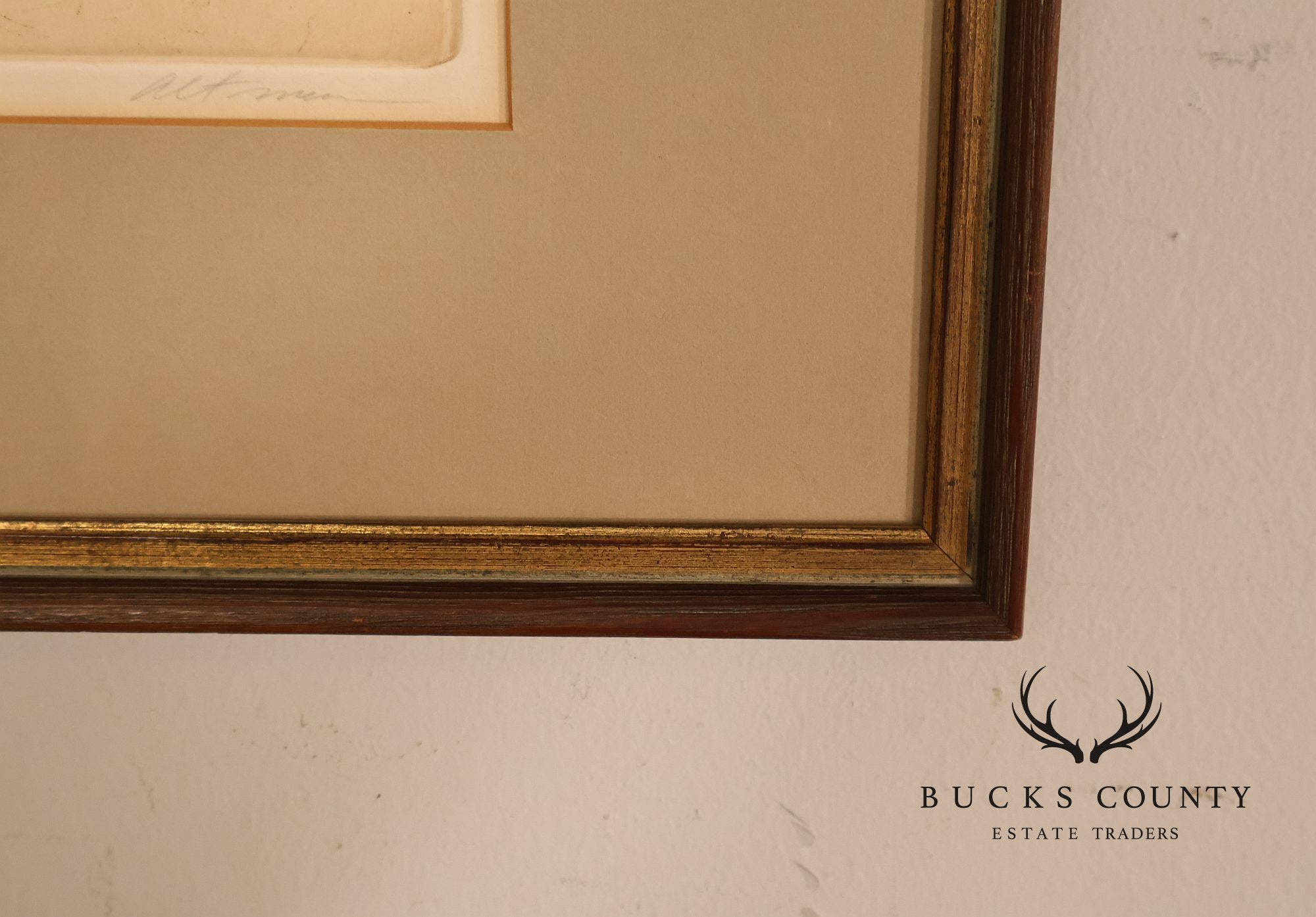 Harold Altman Framed Etching, 'Bench'