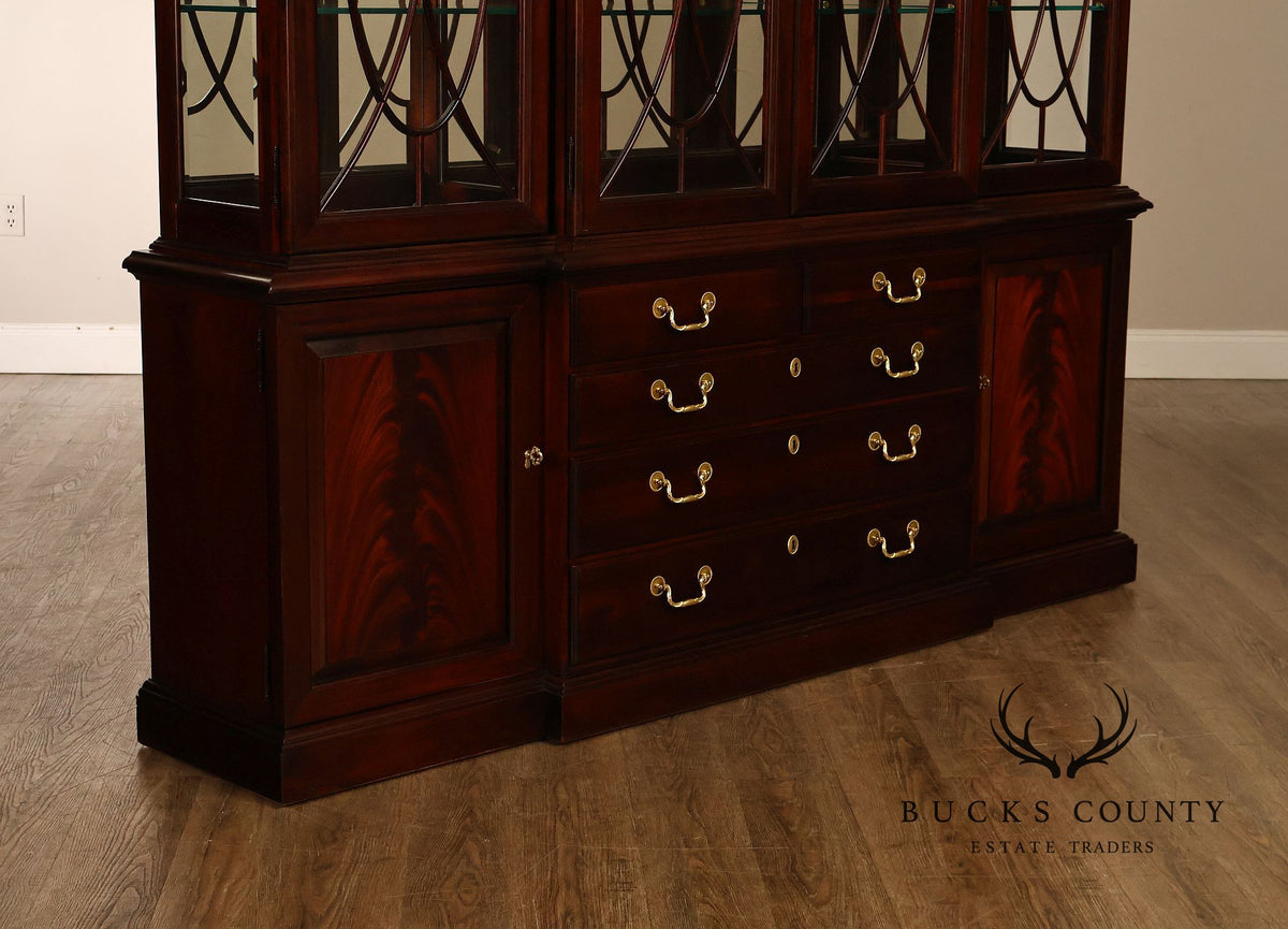 Thomasville Georgian Style Large Mahogany China Display Breakfront
