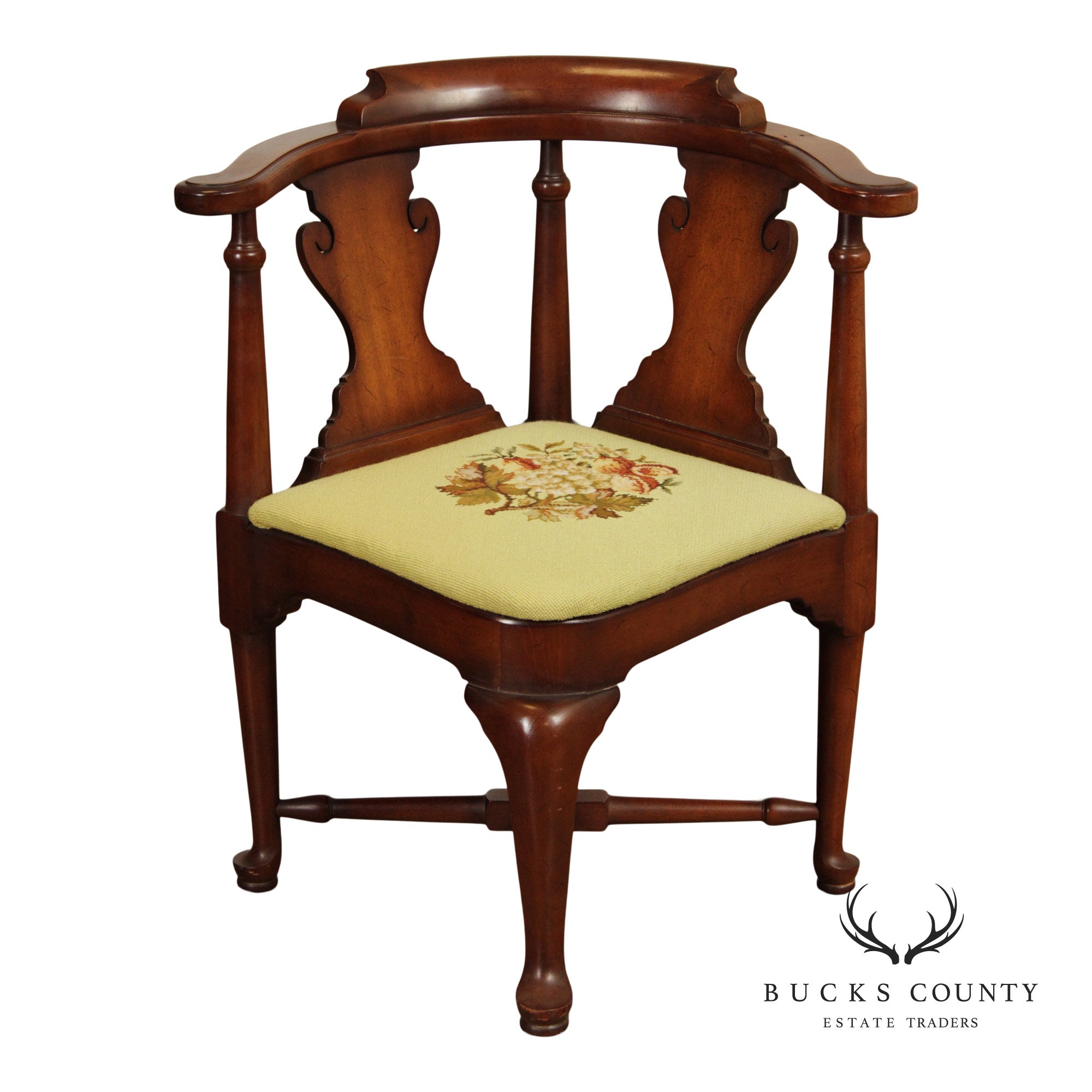 Queen Anne Style Mahogany Corner Chair
