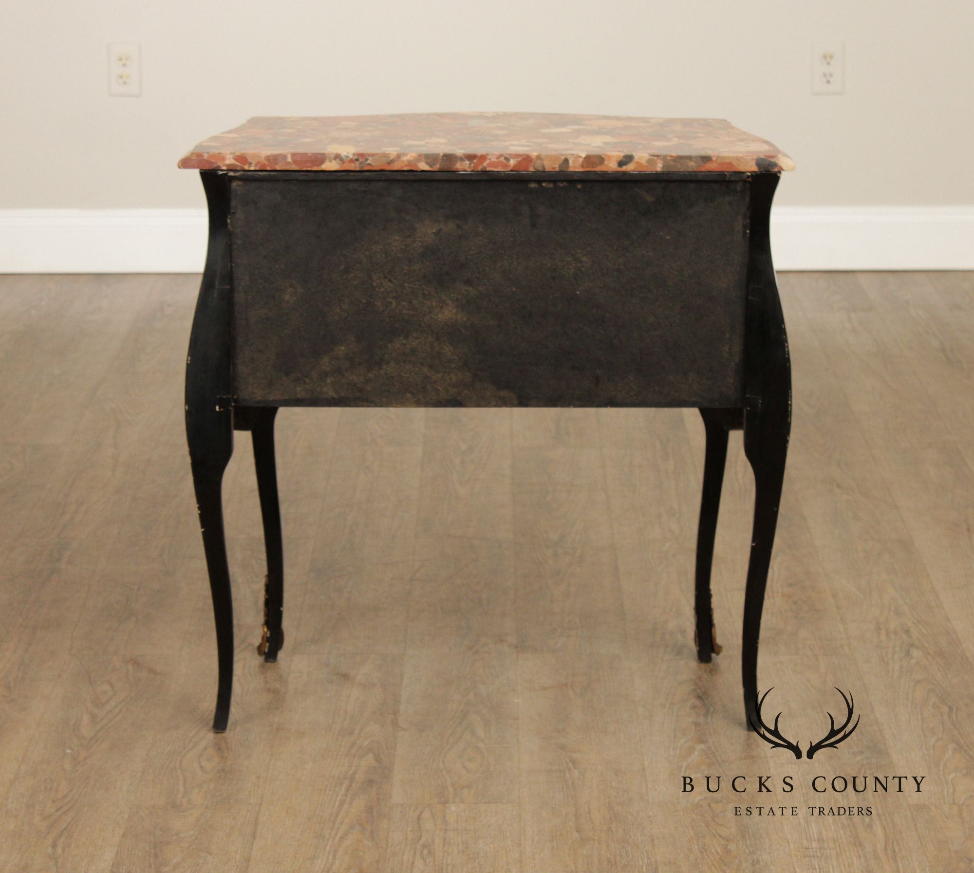 Louis XV Style Hand Painted Marble Top Bombe Commode
