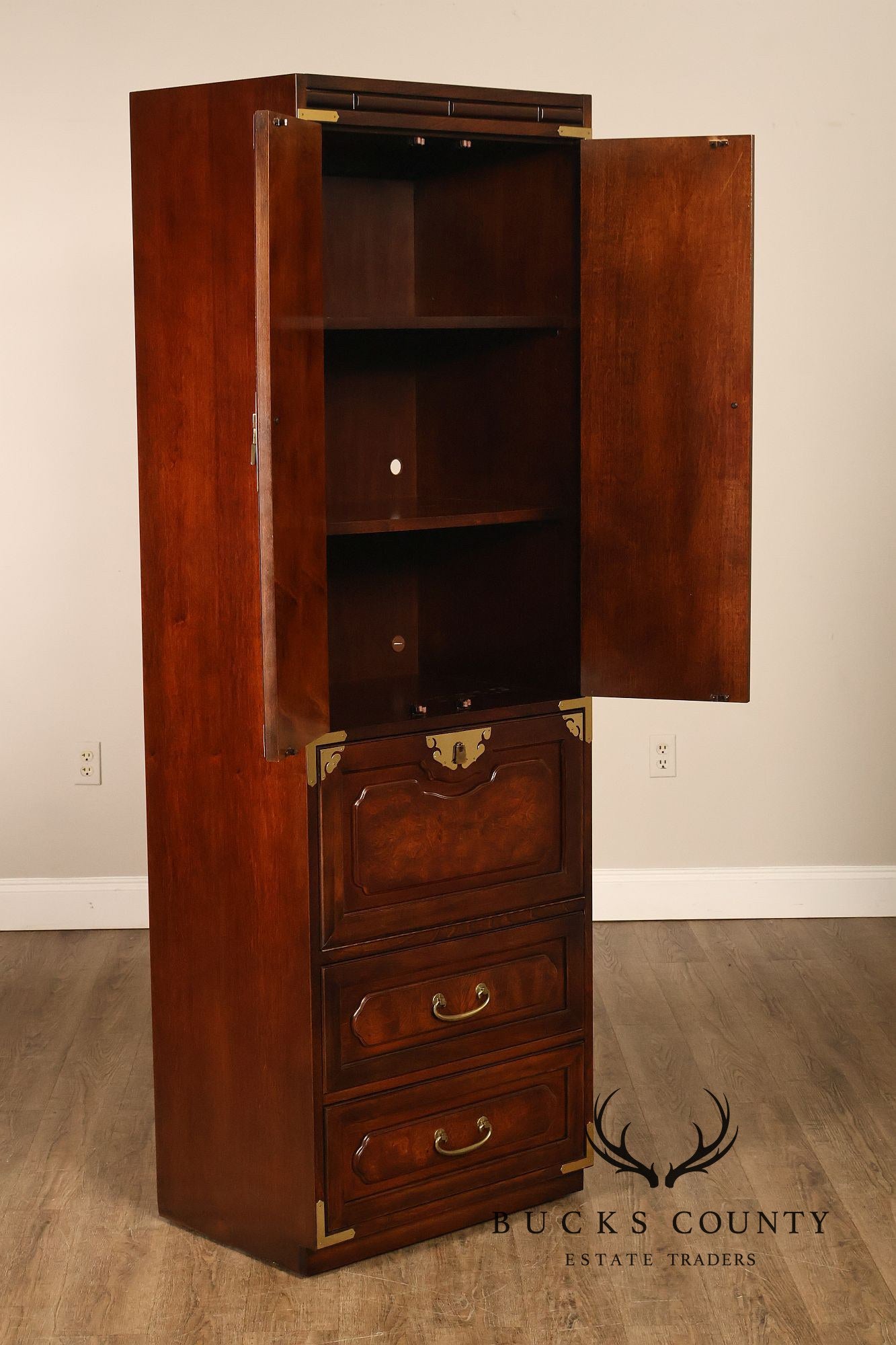 Bernhardt Pair Of Asian Campaign Style Linen Cabinets