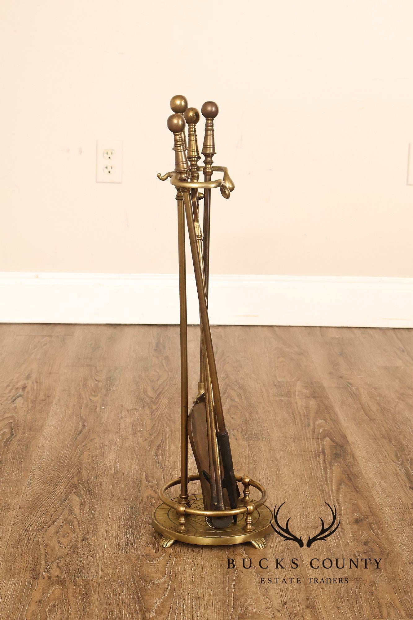 Traditional Brass Fireplace Four-Piece Tool Set