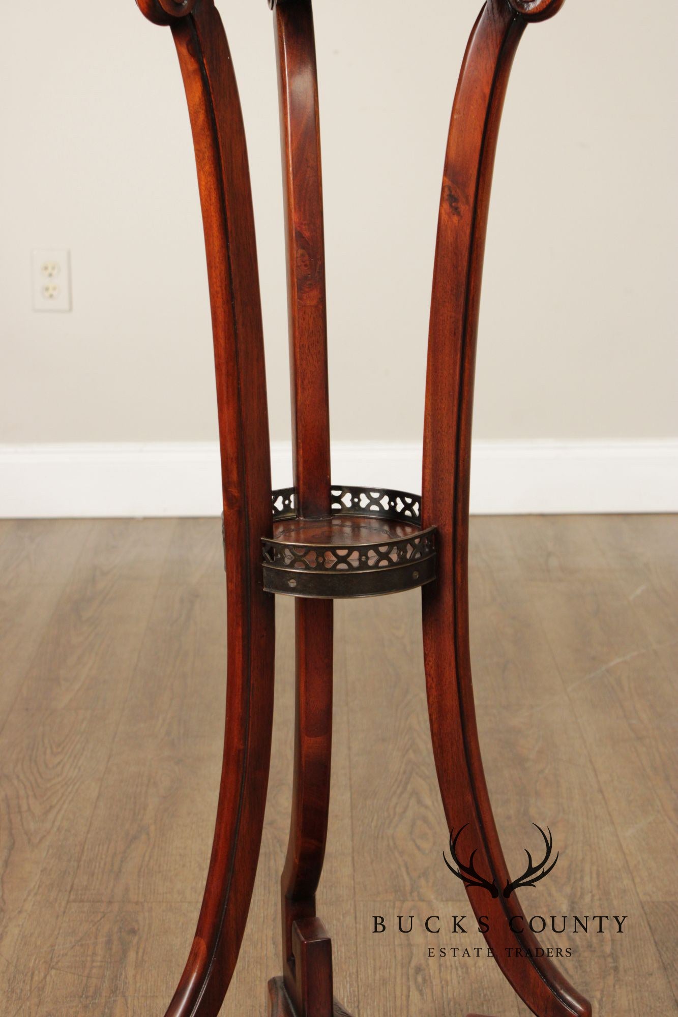 Theodore Alexander Pair of Two-Tier Leather Pedestals