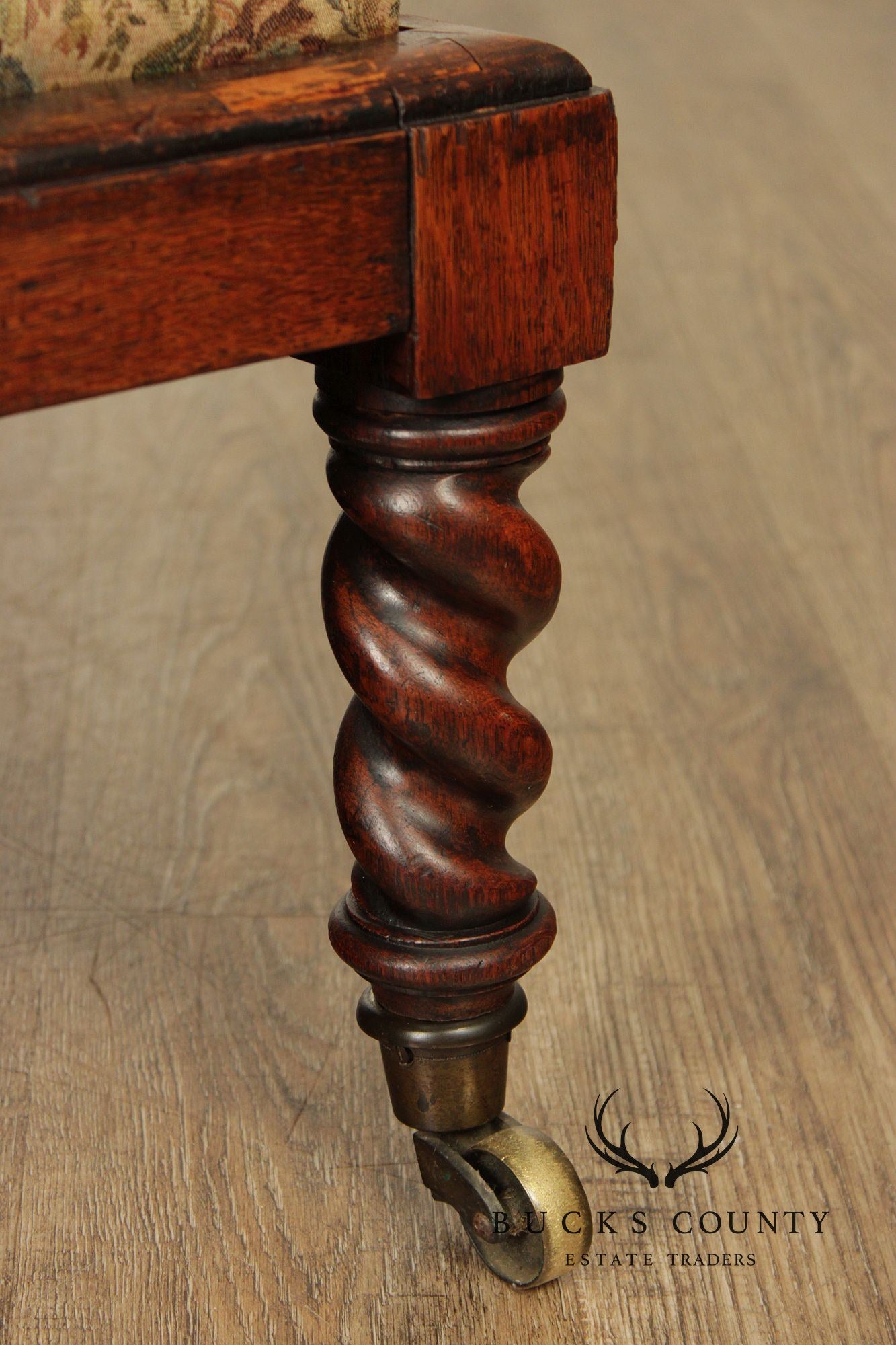 Antique Gothic Revival Barley Twist Carved Oak Throne Chair