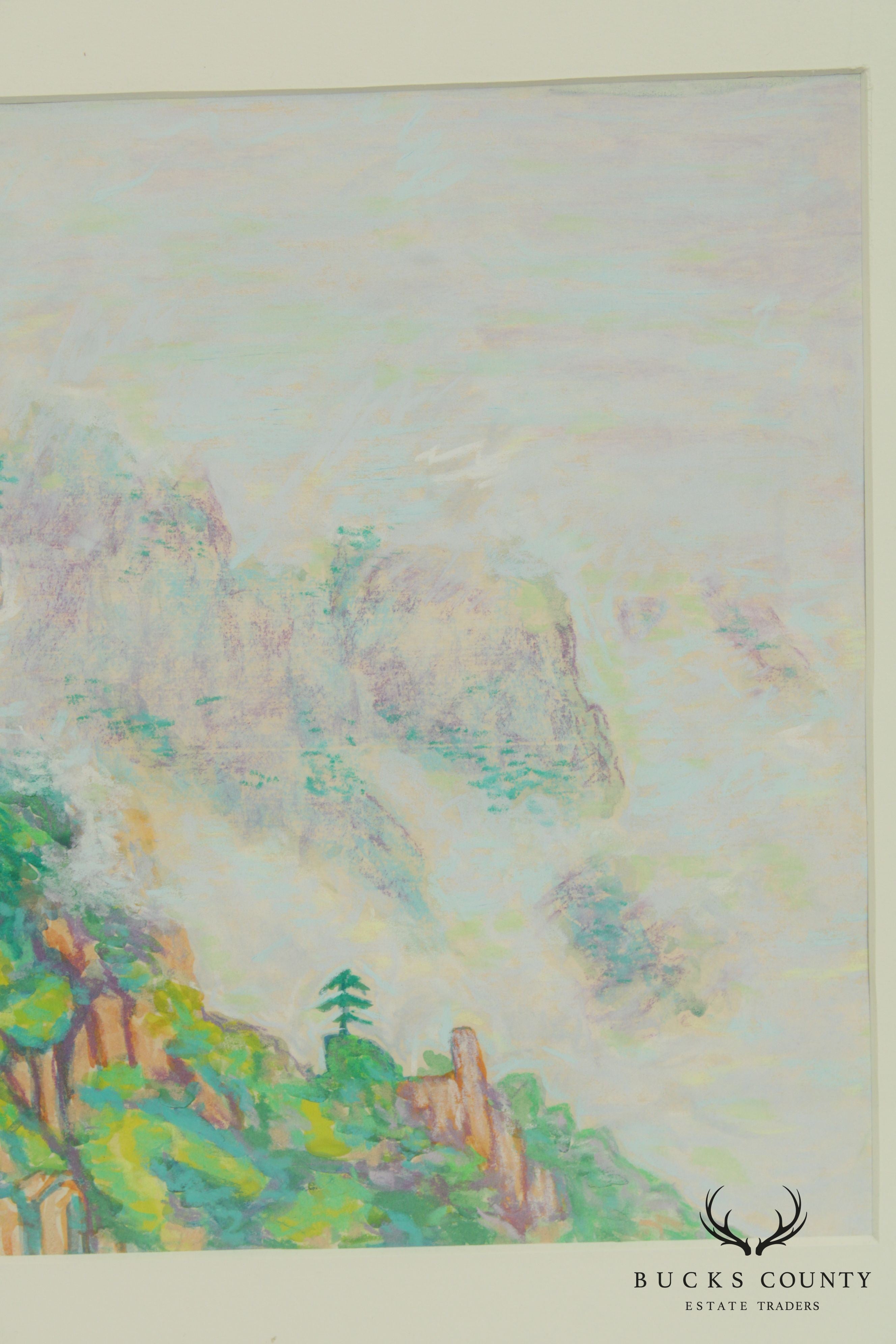 'Mountain and Cloud', Pastel Drawing