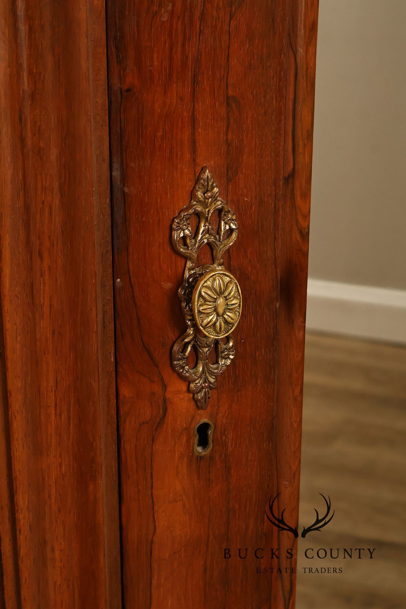 Antique Renaissance Revival Louis XV Style Carved Walnut Mirrored Armoire