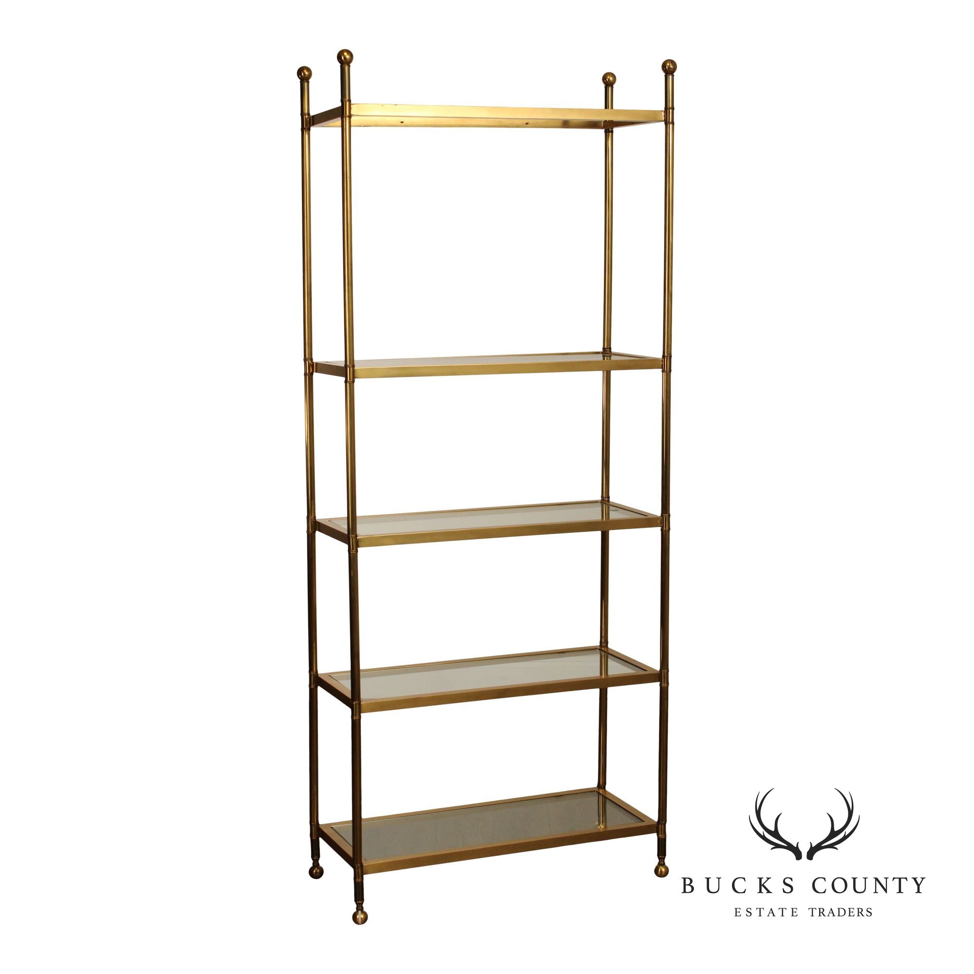 Mid Century Modern Brass and Glass Etagere Bookshelf