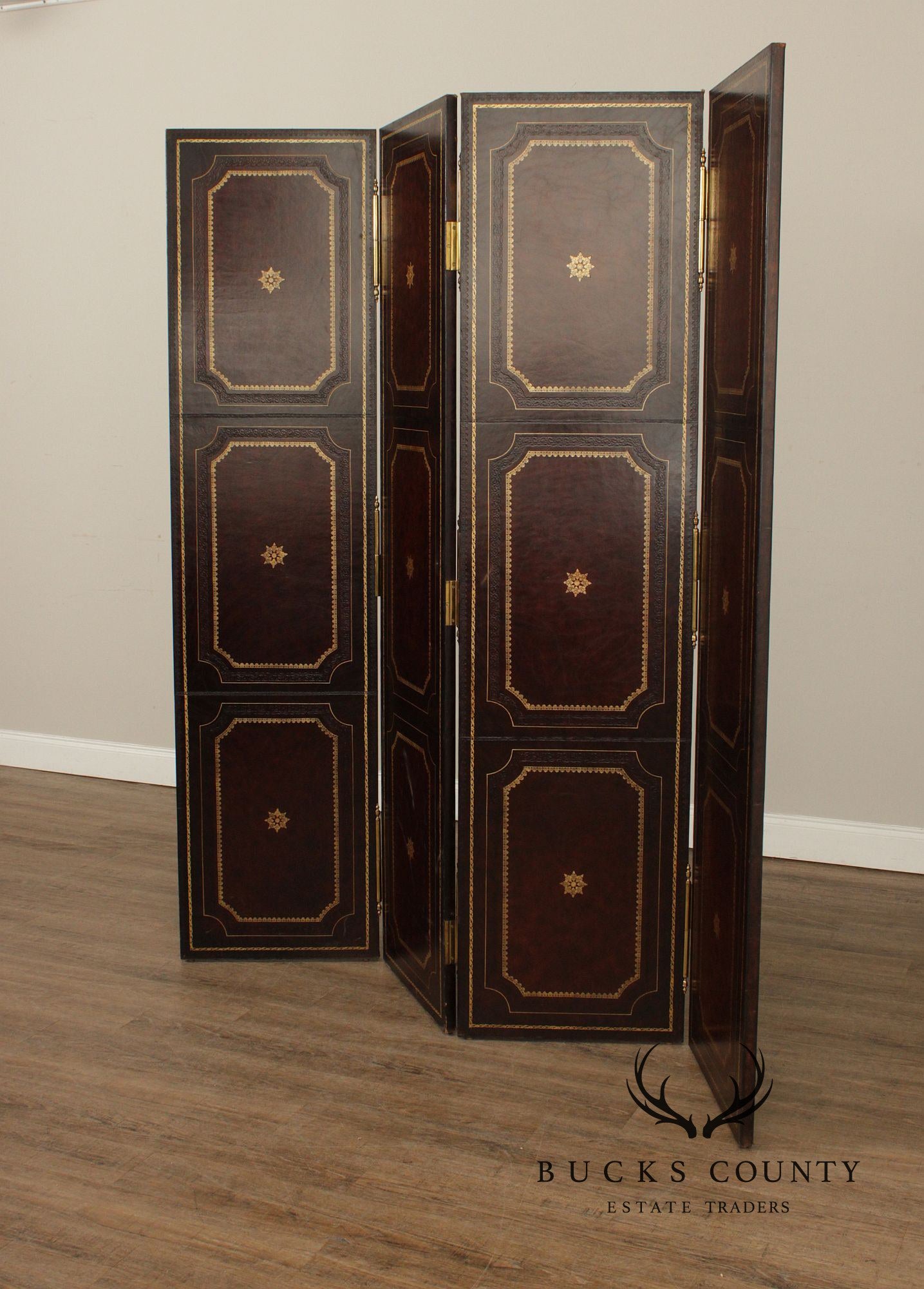 Maitland Smith Four-Panel Leather Folding Screen