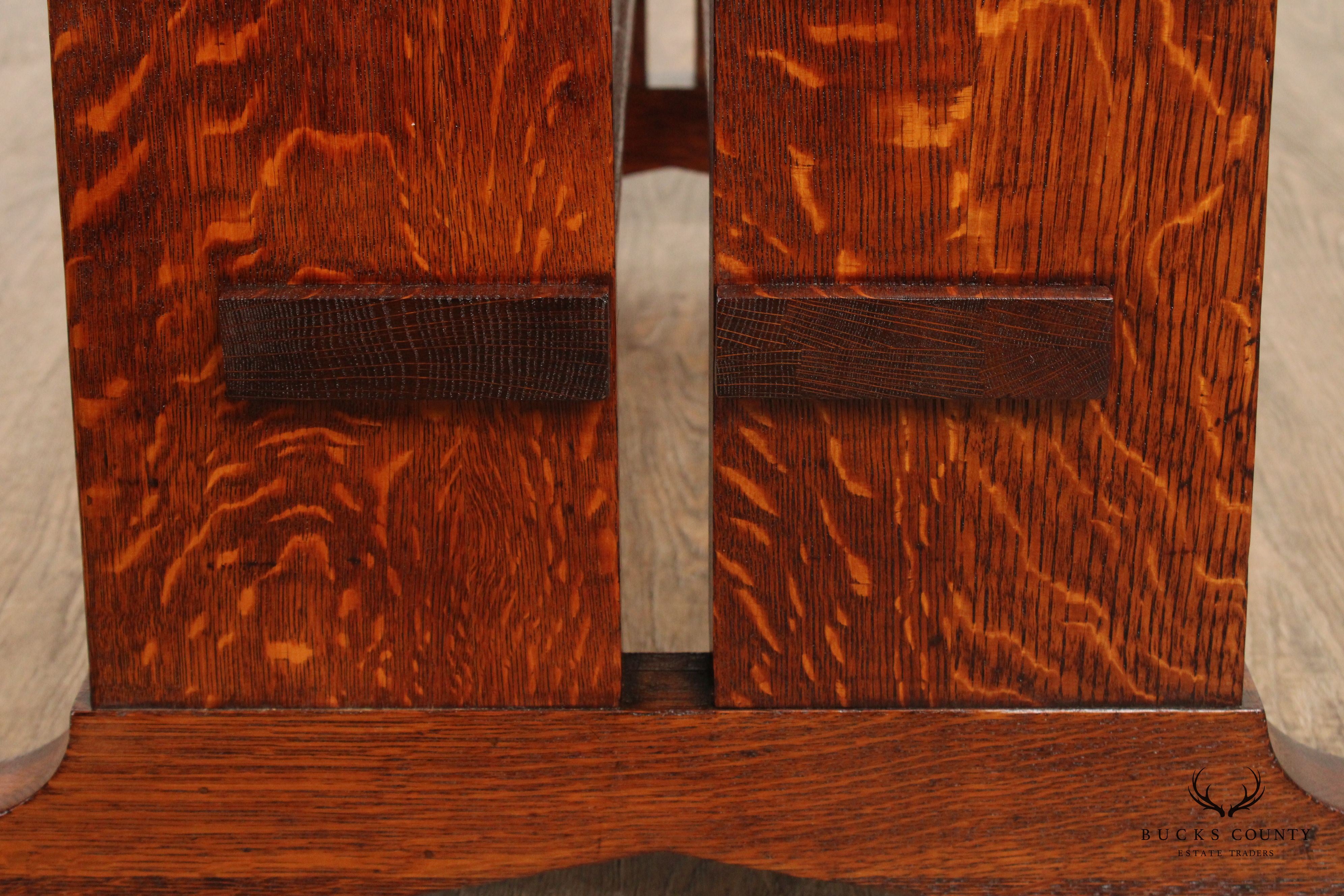 Antique Mission Oak Library Trestle Library Table