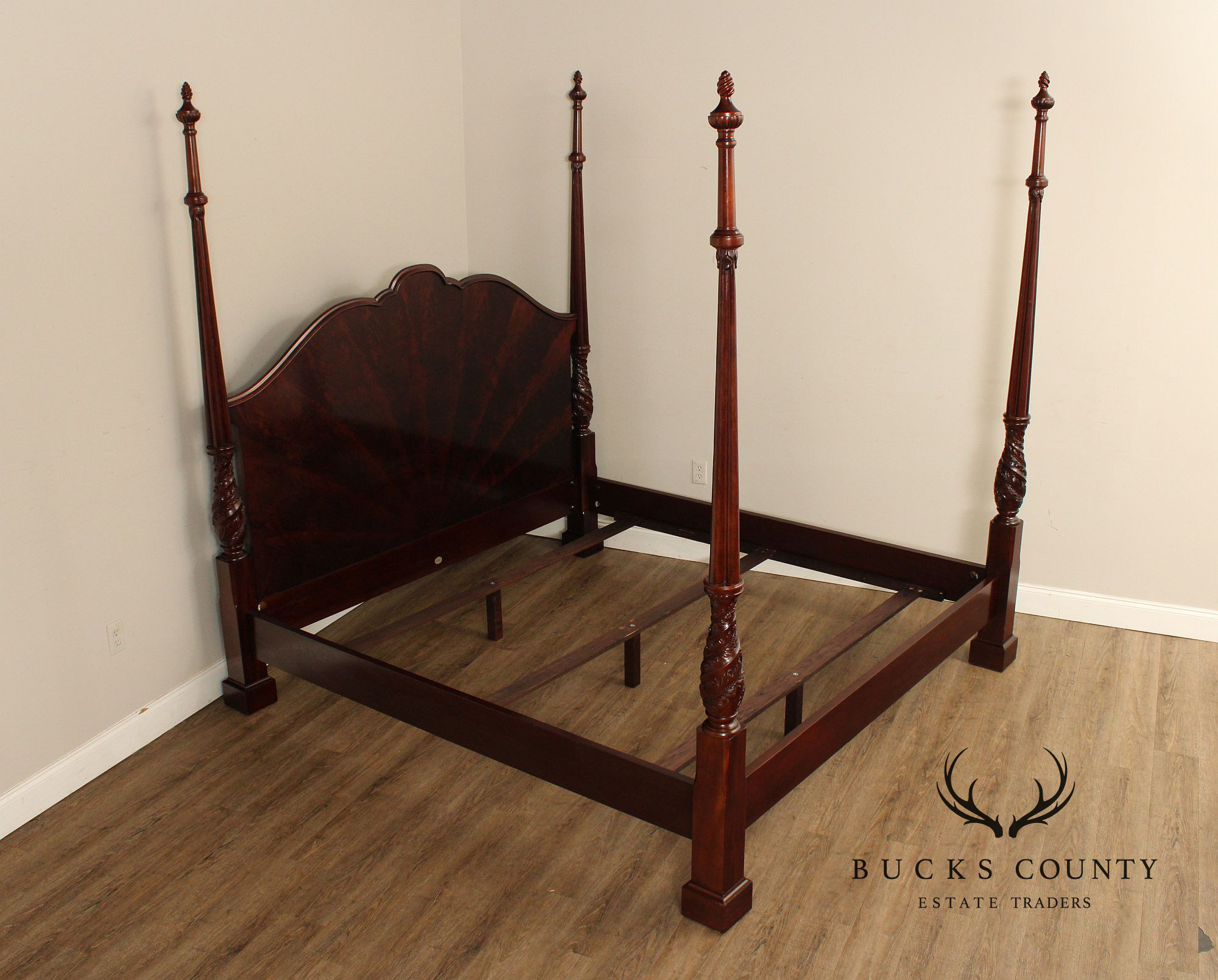 Baker Sunburst Mahogany King Size Poster Bed