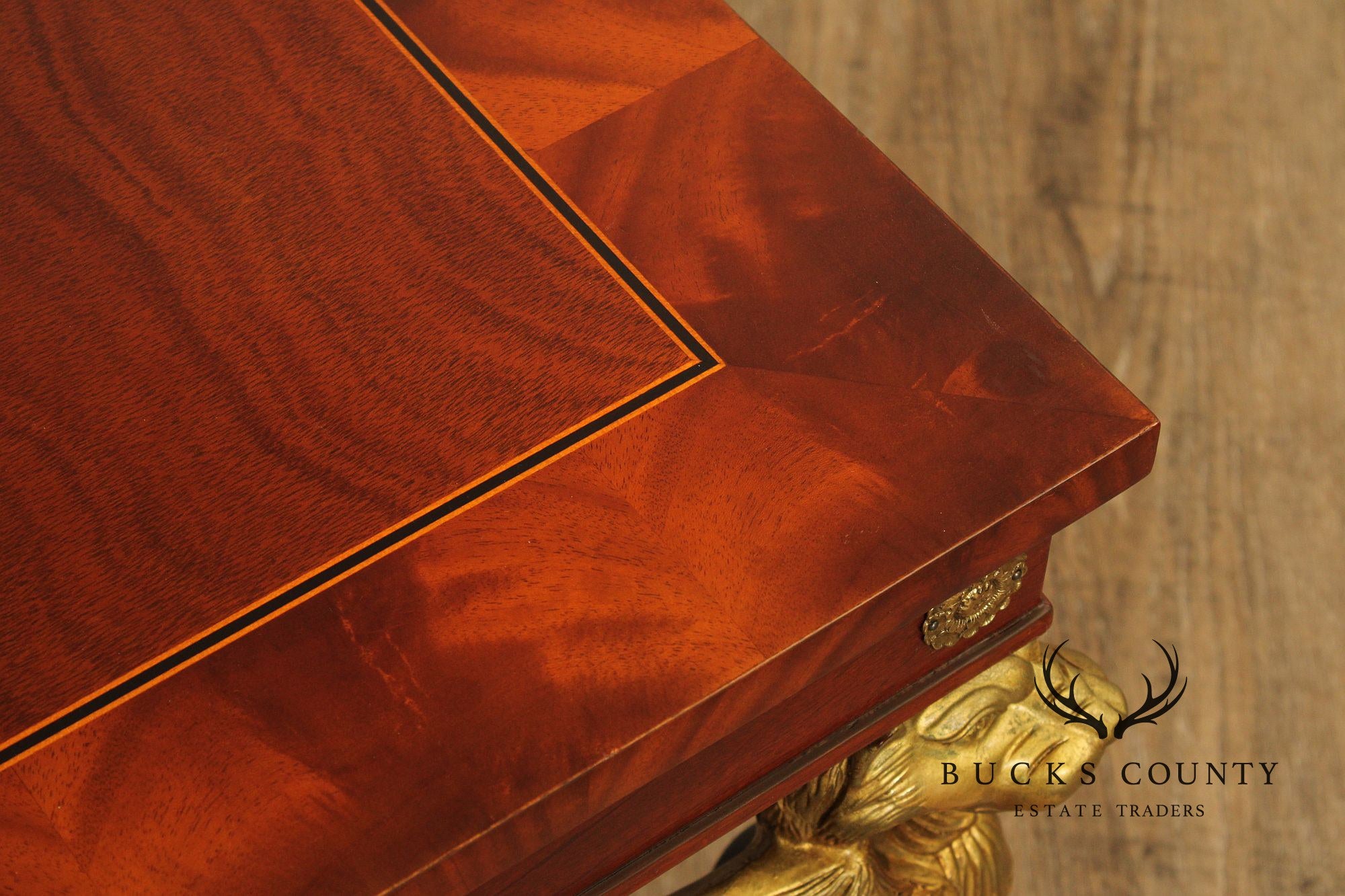 Kindel Empire Style Partial Gilt Carved Mahogany Coffee Table