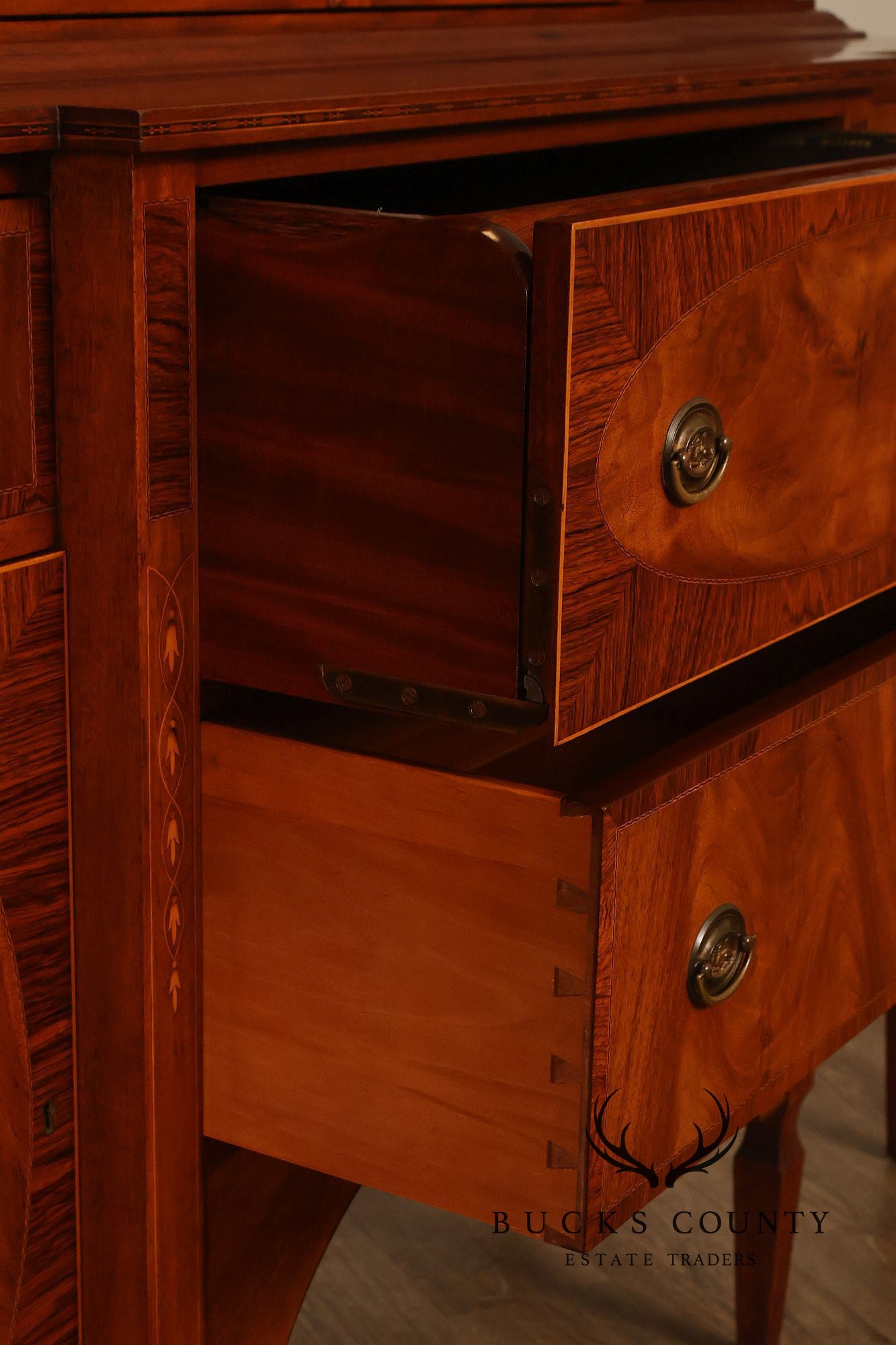 H. Sacks & Sons Marlboro Manor Federal Style Vintage Mahogany Breakfront Bookcase