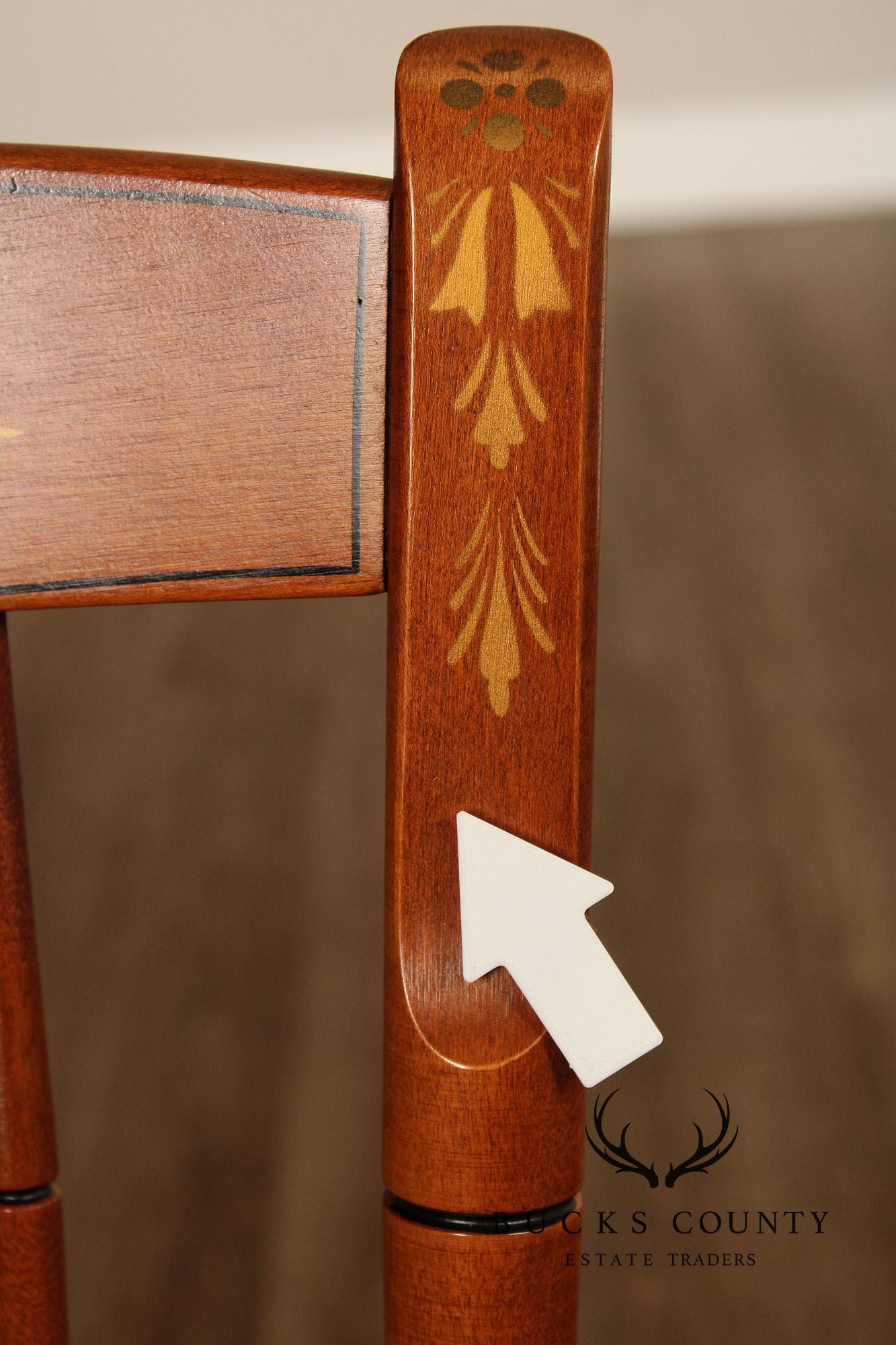 L. Hitchcock Set Of Four Stenciled Spindle Back Dining Chairs