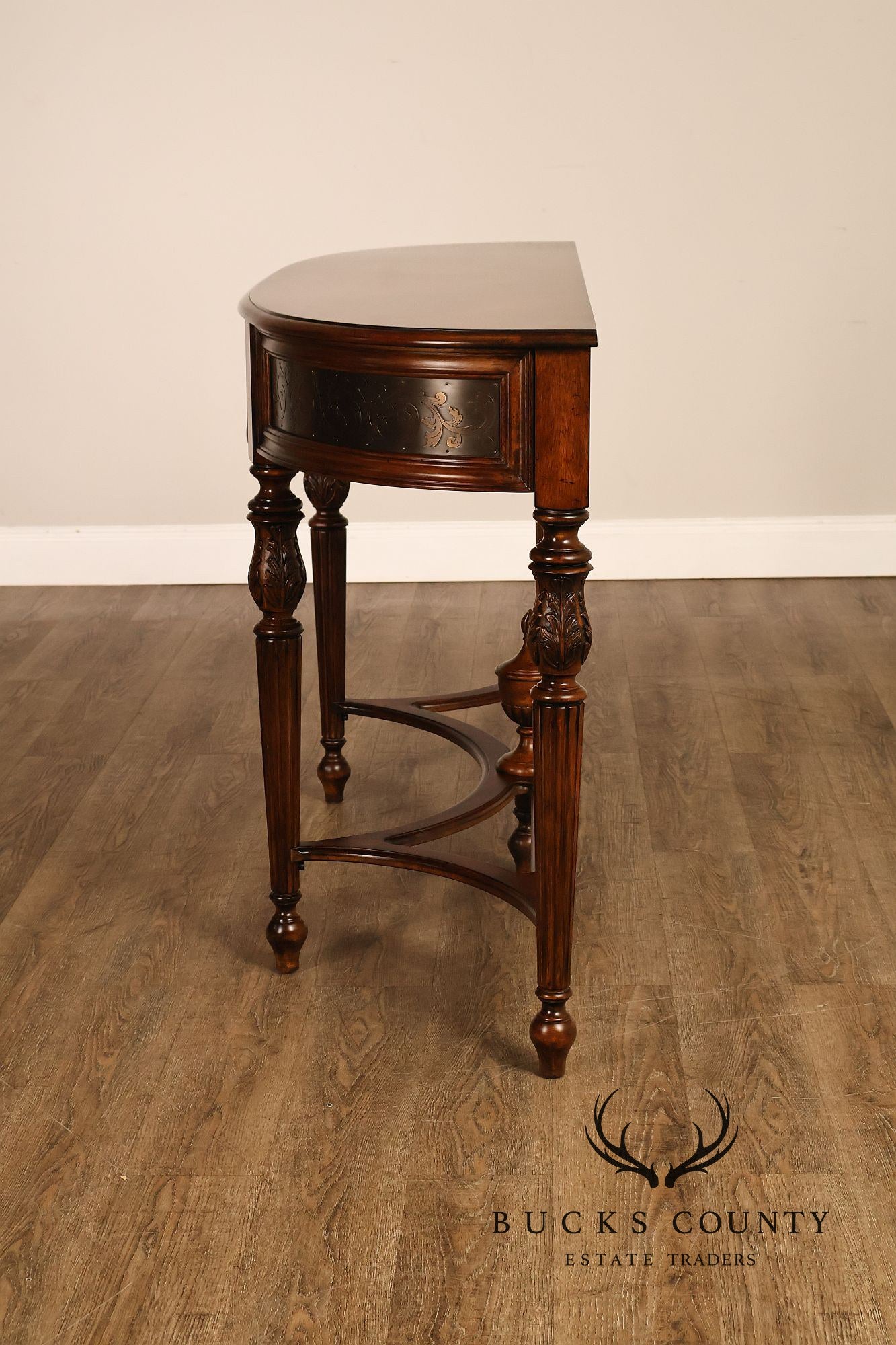 Mahogany Adams Style Carved Demilune Console Table