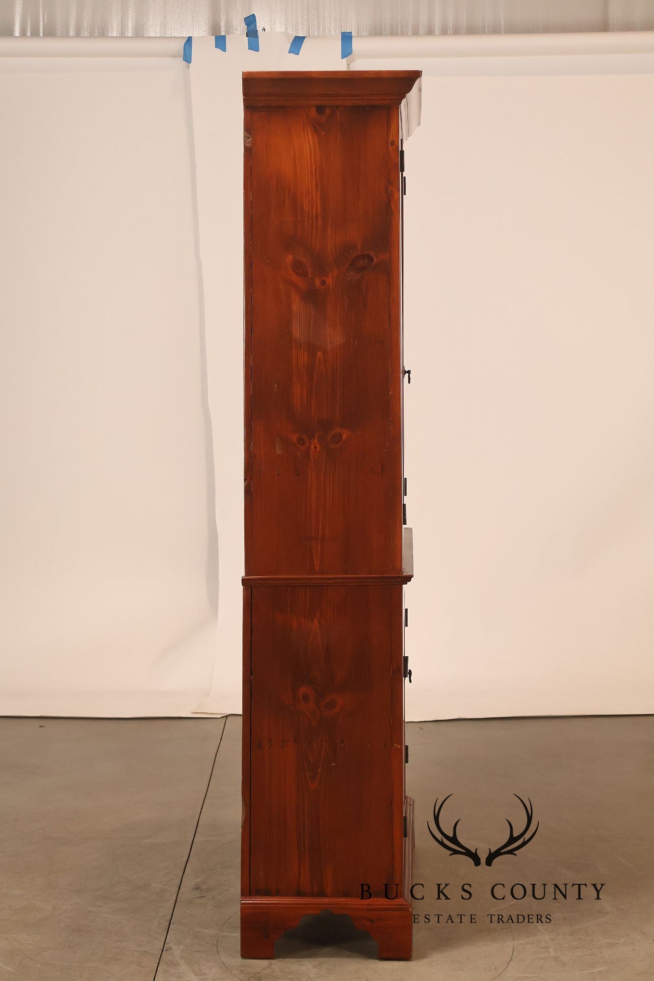 Antique Primitive American Pine Two Piece Pantry Cupboard