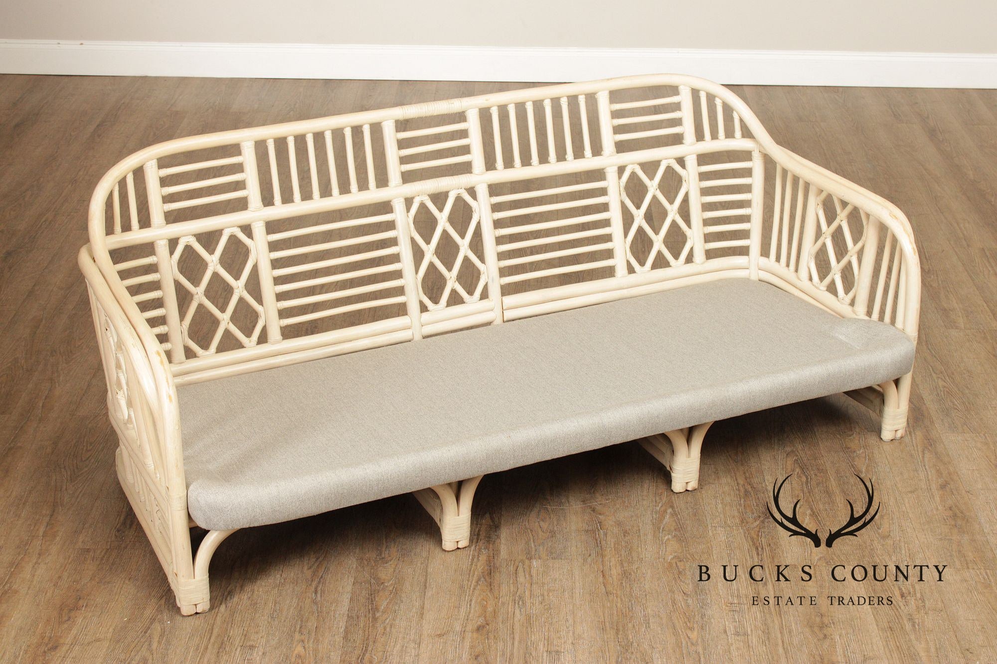 Brighton Pavilion Style Vintage Rattan Three-Seat Sofa