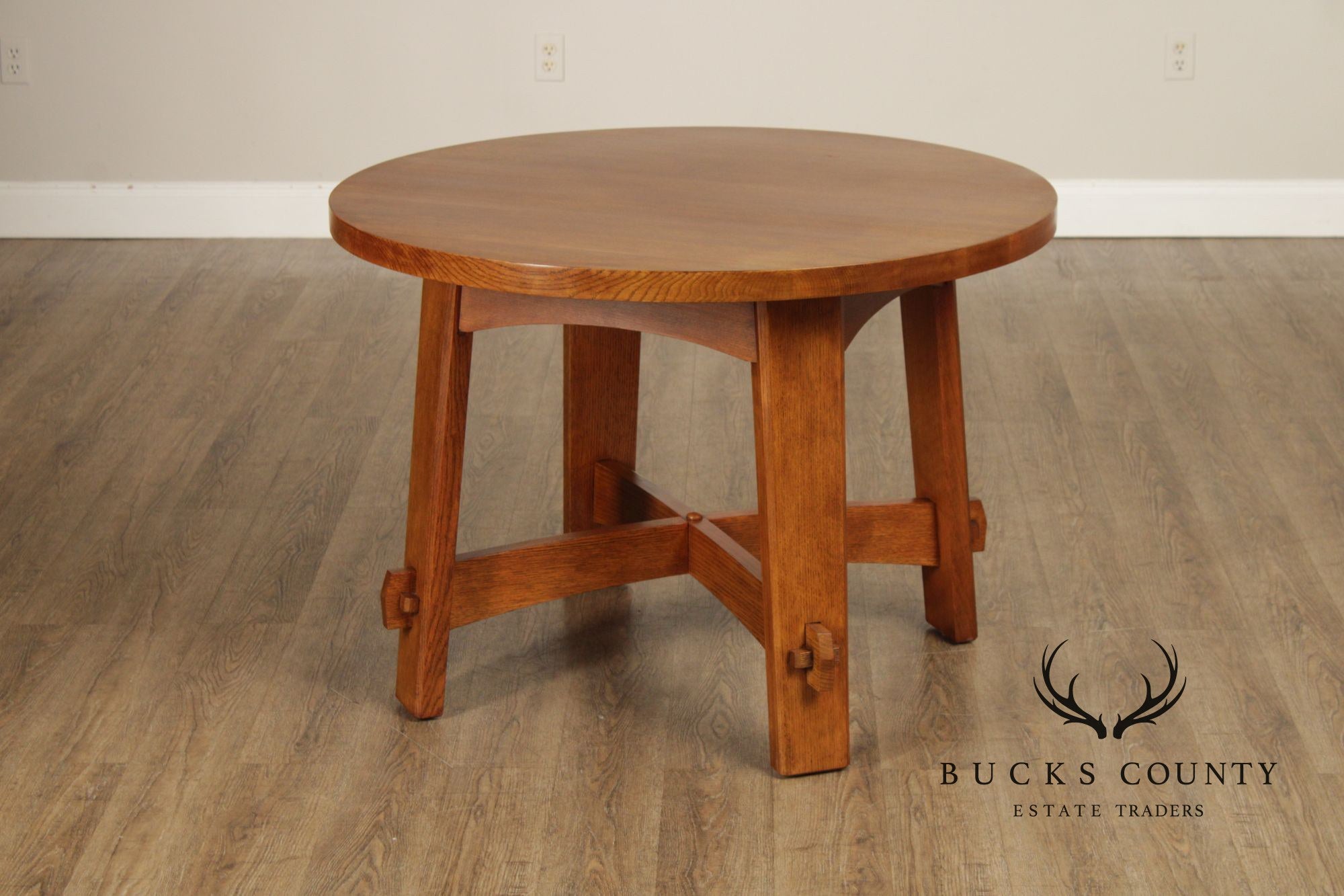 Stickley Mission Collection Round Oak Commemorative Library Table