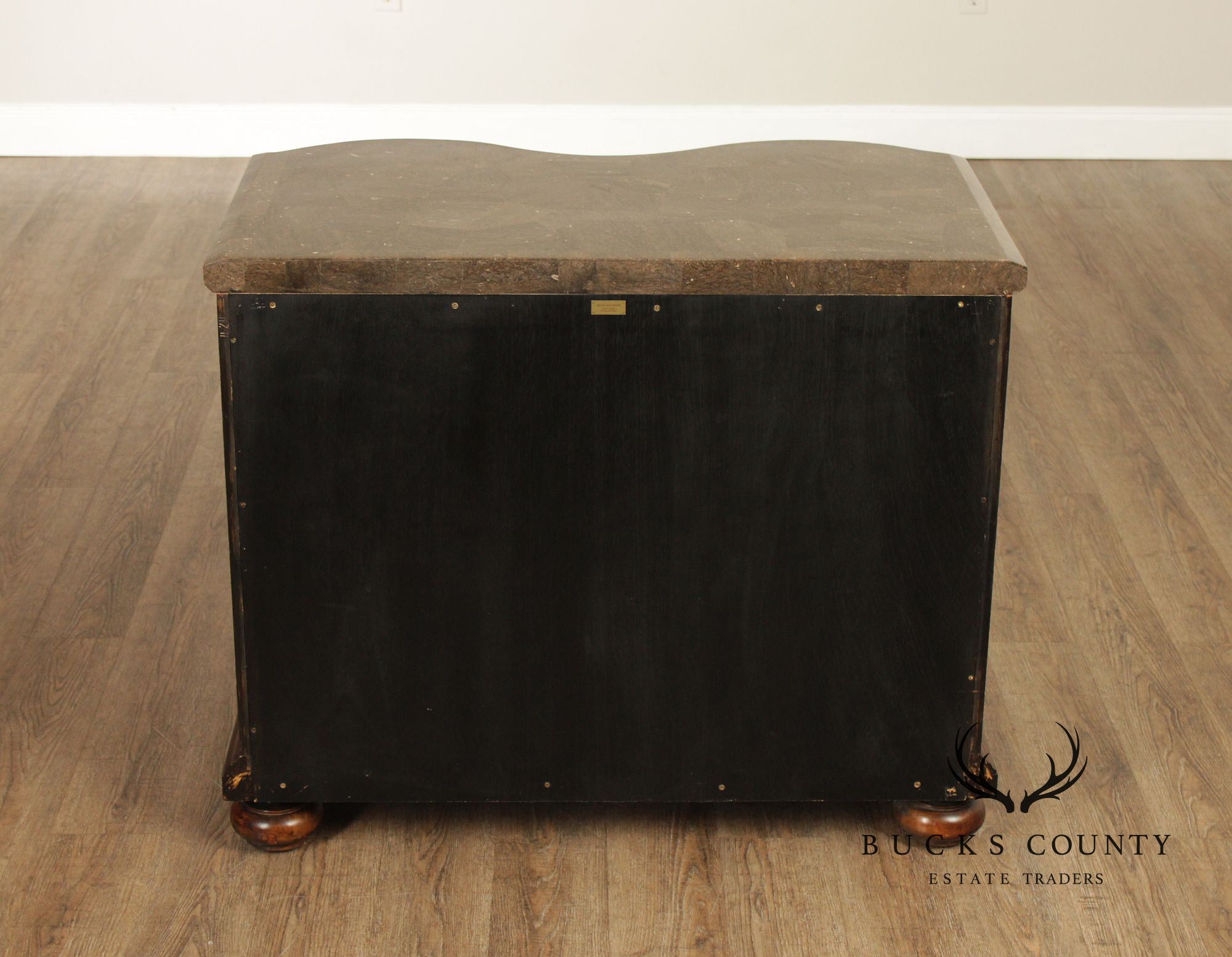 Maitland-Smith Pair of Baroque Style Tessellated Marble Top Burlwood Chests