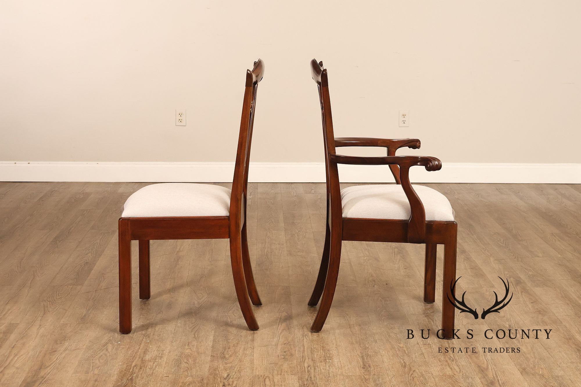 Maitland Smith Chippendale Style Set of Ten Mahogany Dining Chairs