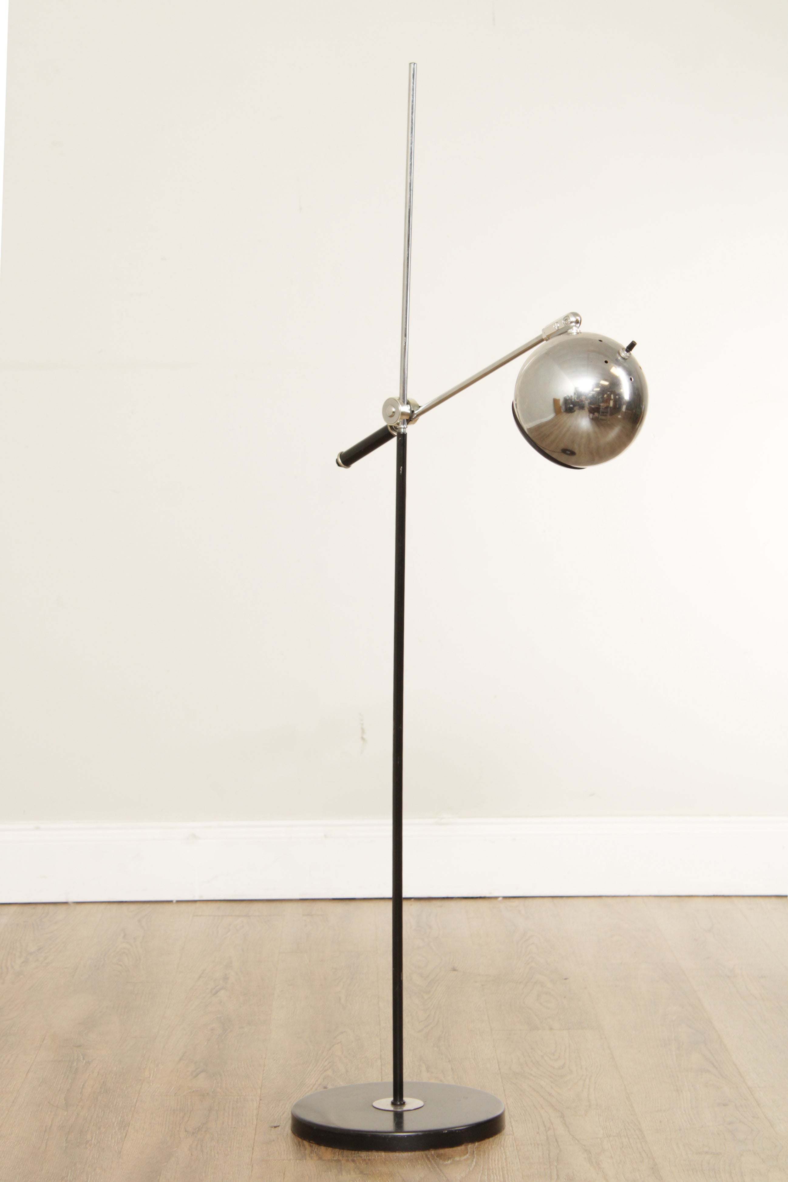 Robert Sonneman Mid Century Modern Chrome Orbital Floor Lamp