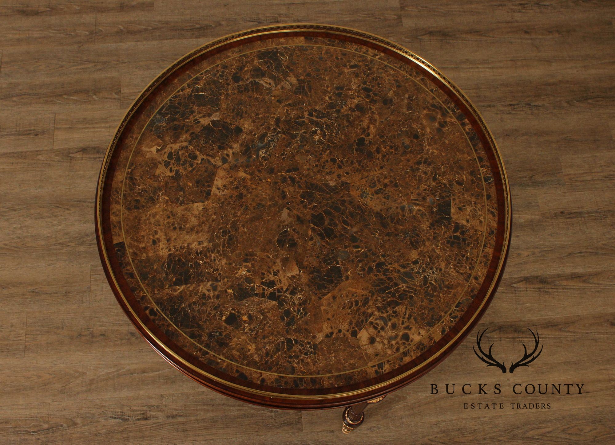 Maitland Smith Marble Top Mahogany Center Table