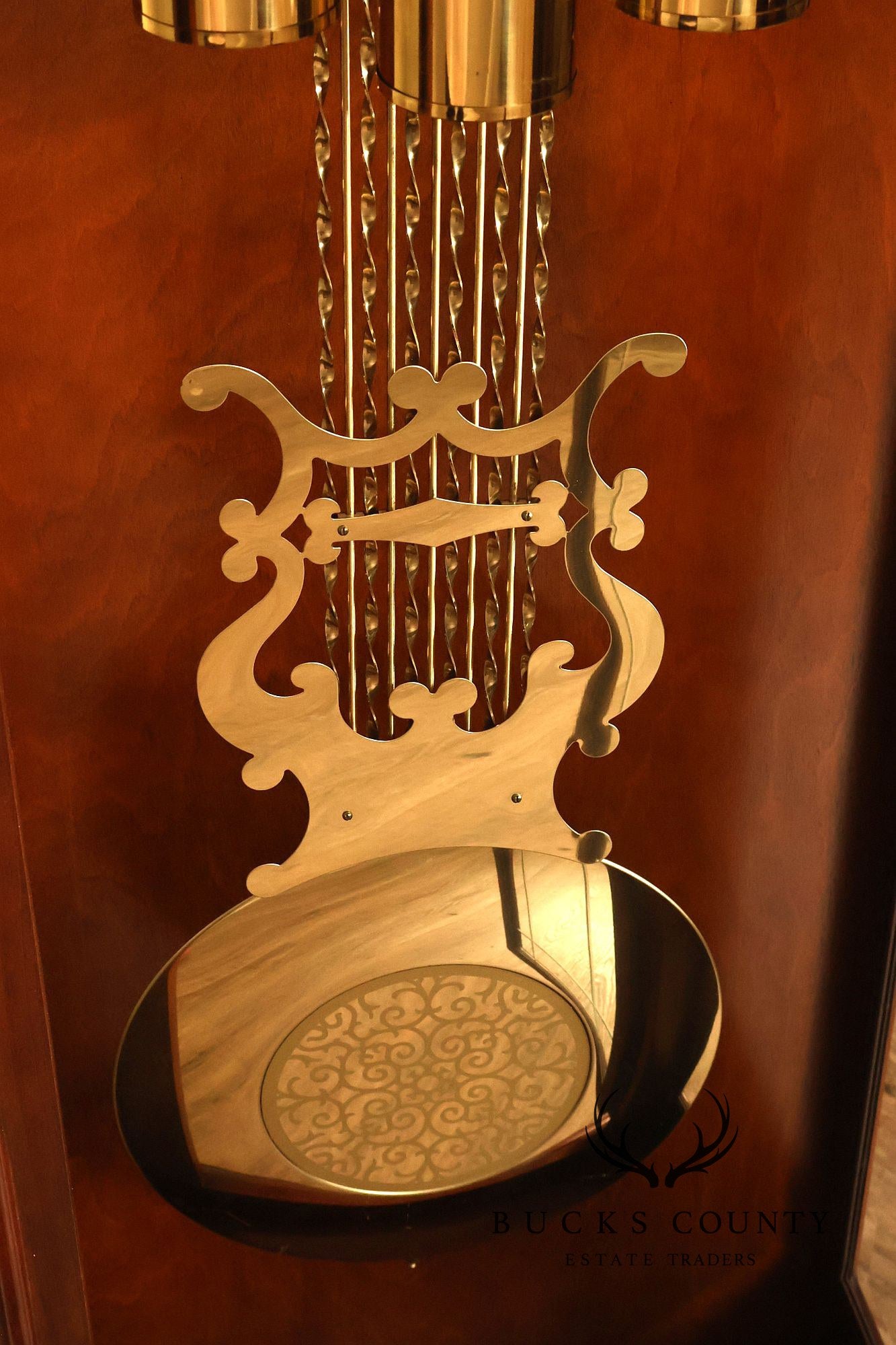 Sligh Mahogany Grandfather Clock With Triple Chime Moon Phase Dial
