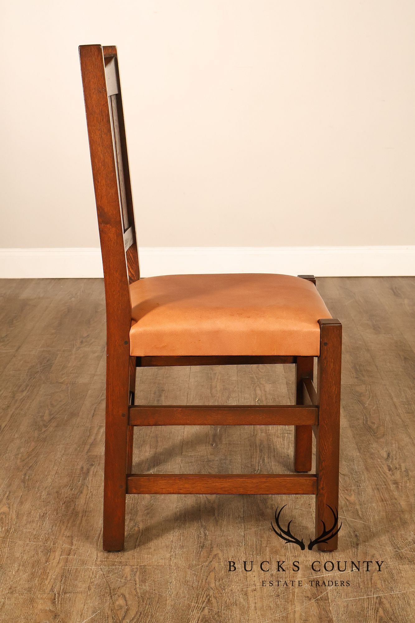 Mission Style Pair of Oak Side Dining Chairs