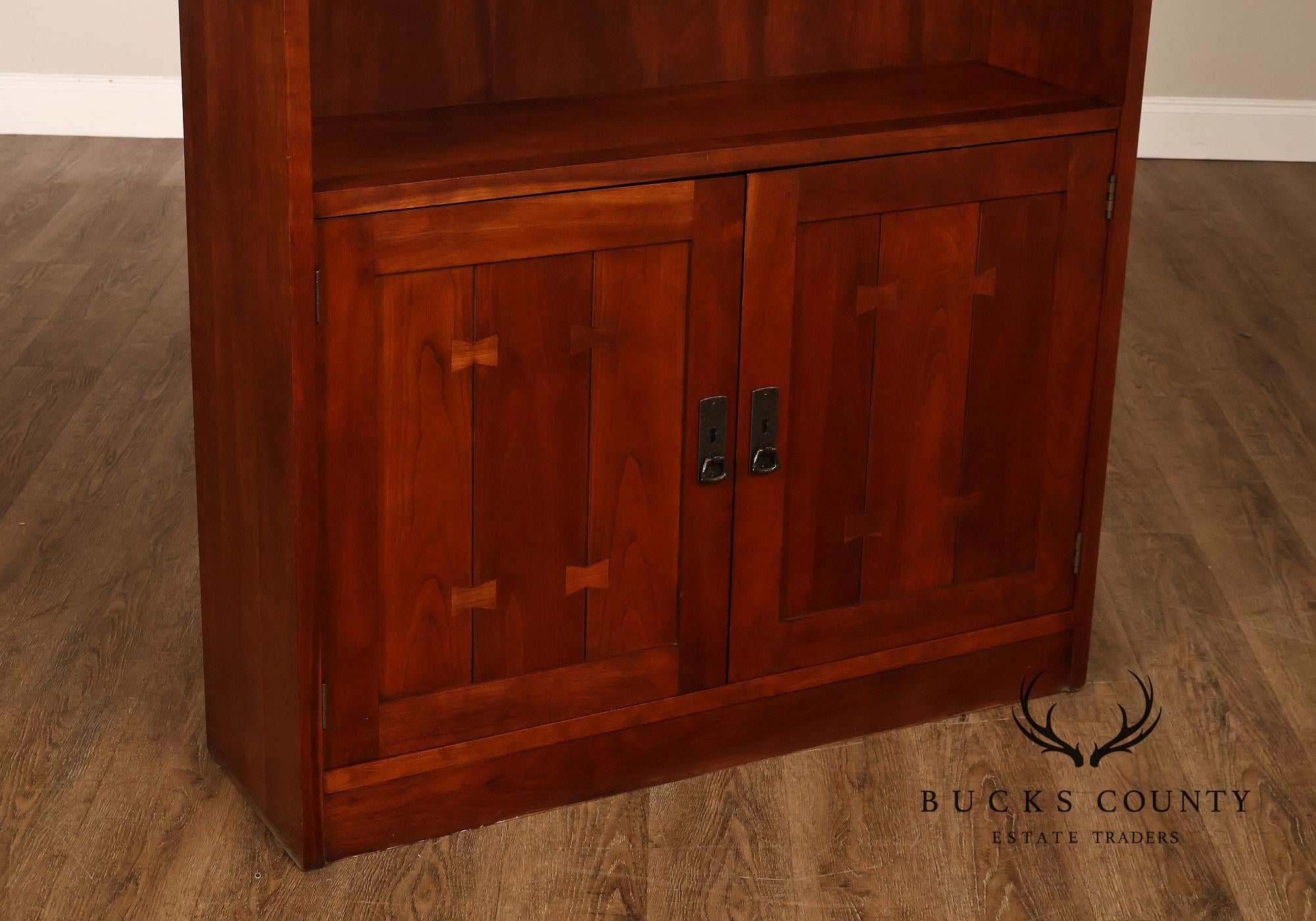 Stickley Mission Style Cherry Open Bookcase With Lower Cabinet