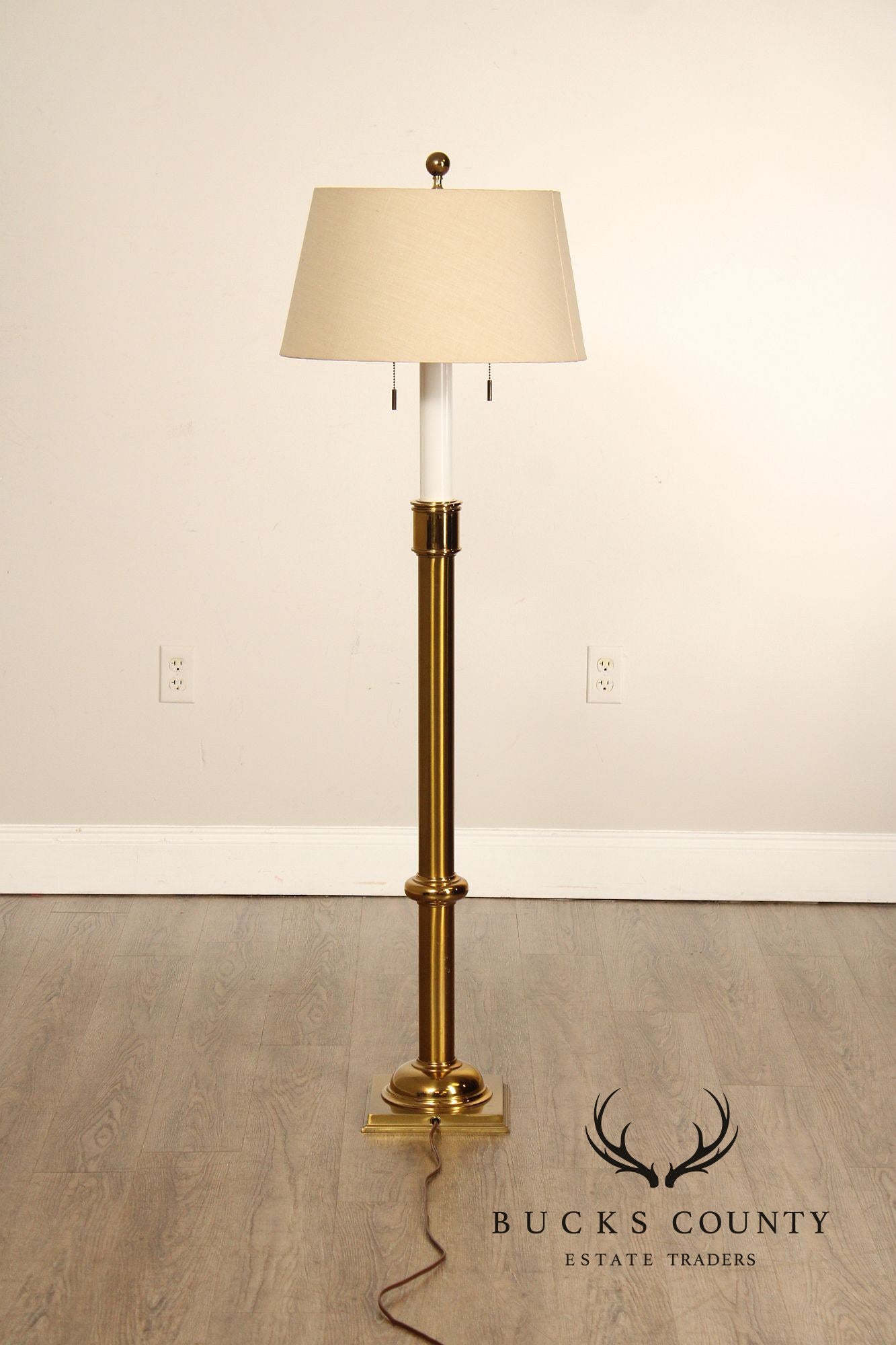 Vintage Brass Floor Lamp With Shade