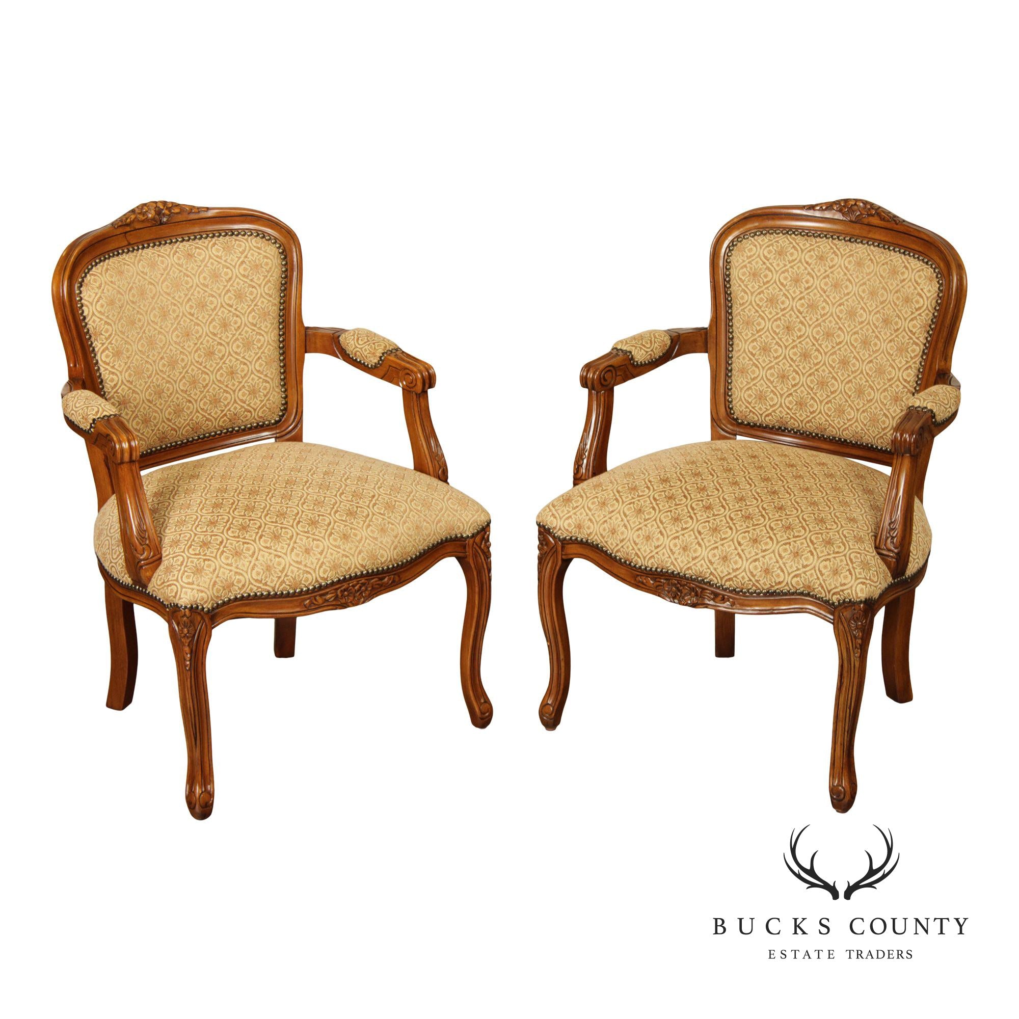 French Louis XV Style Pair of Fauteuil Armchairs