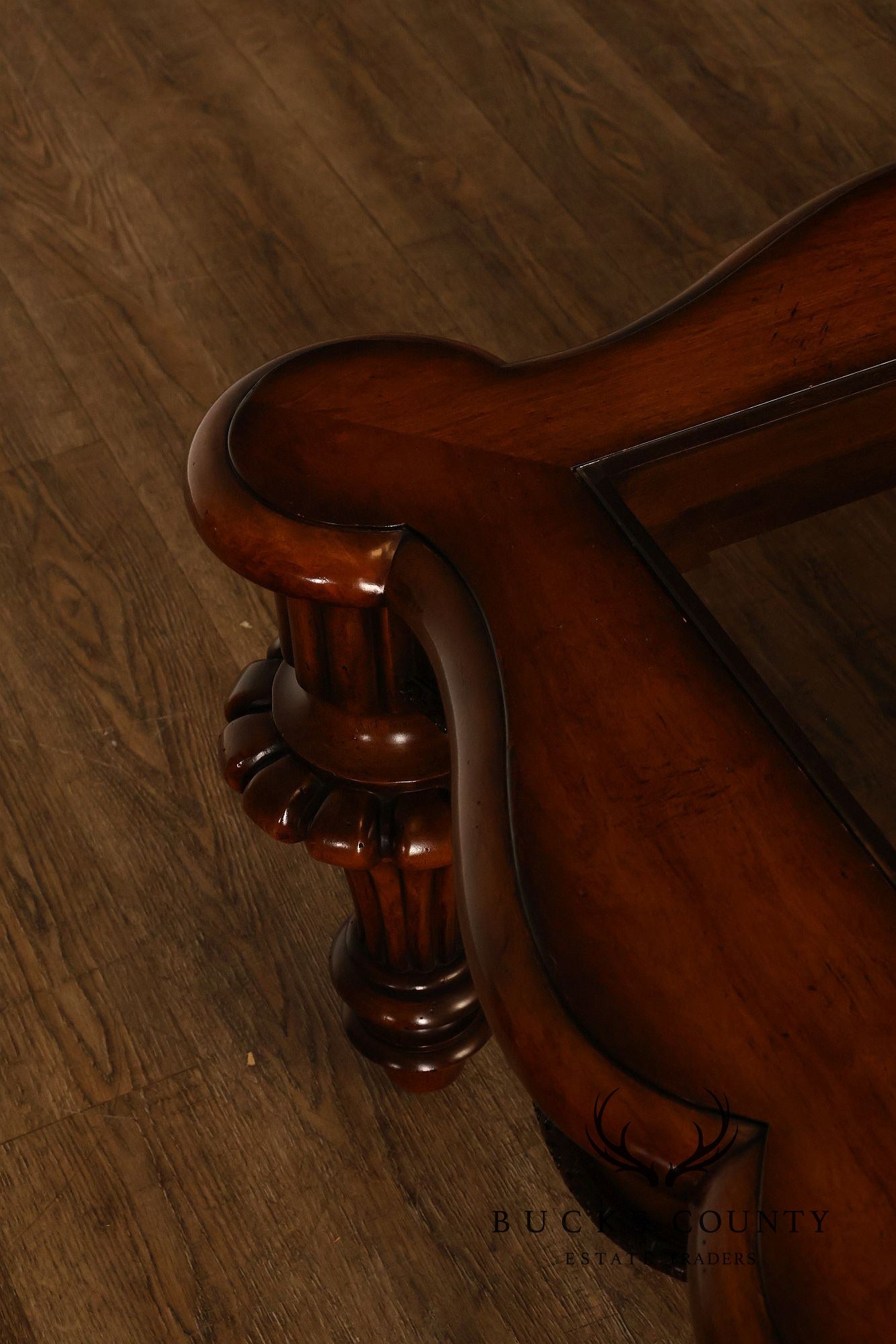 Mediterranean Style Carved Wood And Glass Square Coffee Table