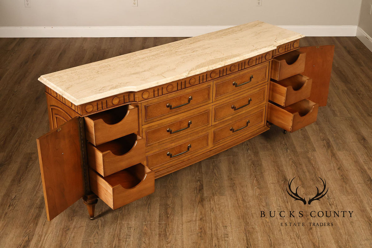 Italian Neoclassical Style Travertine Top Chest of Drawers