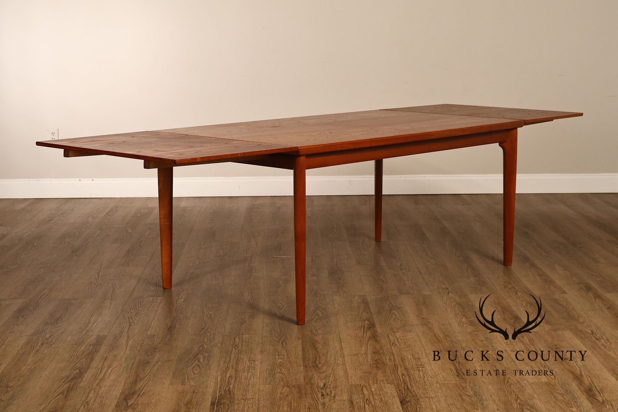 Danish Modern Teak Draw-Leaf Dining Table