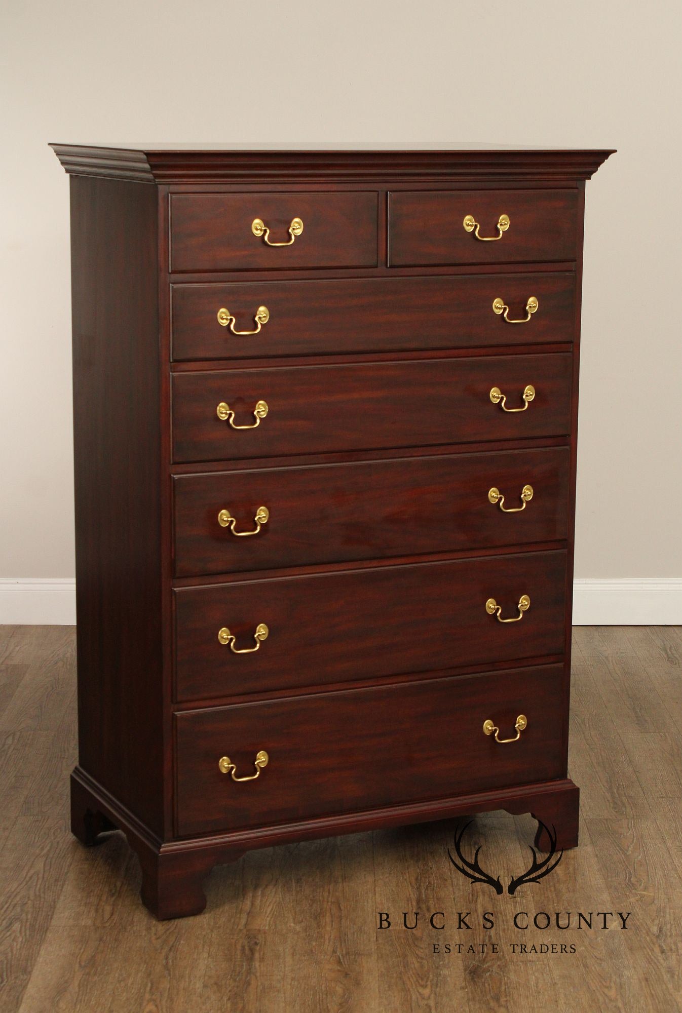 Henkel Harris Georgian Style Mahogany Tall Chest