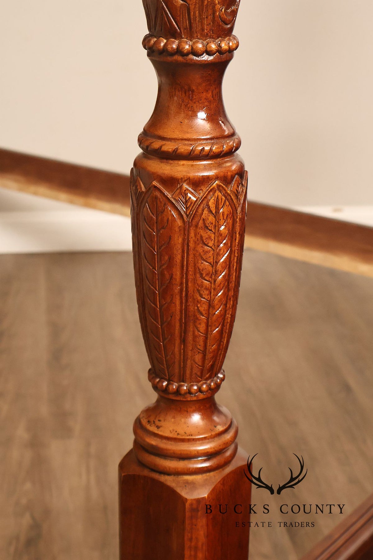 Traditional Rice Carved Mahogany Four Poster Bed