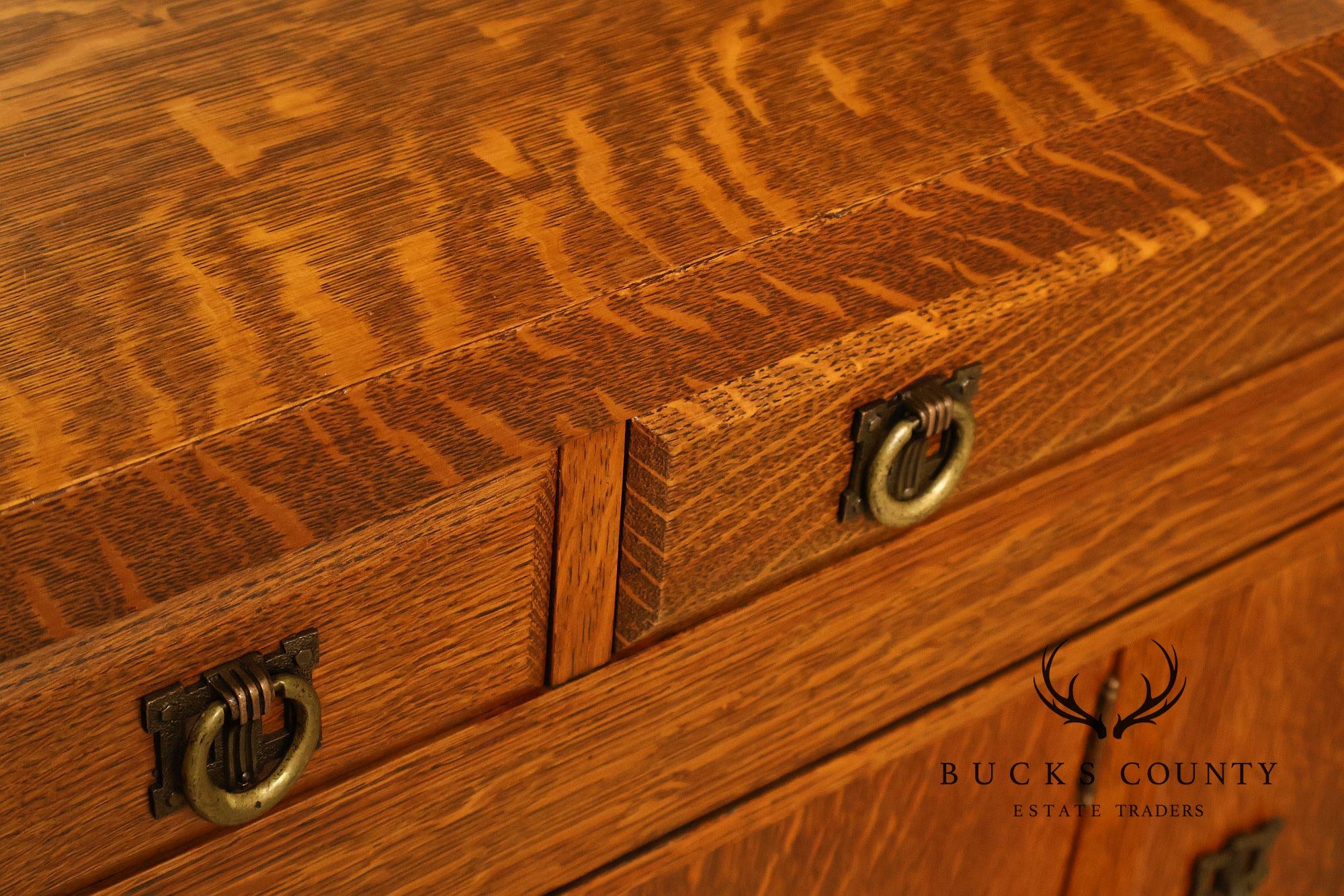 Antique Arts And Crafts Mission Oak Mirrored Sideboard Buffet