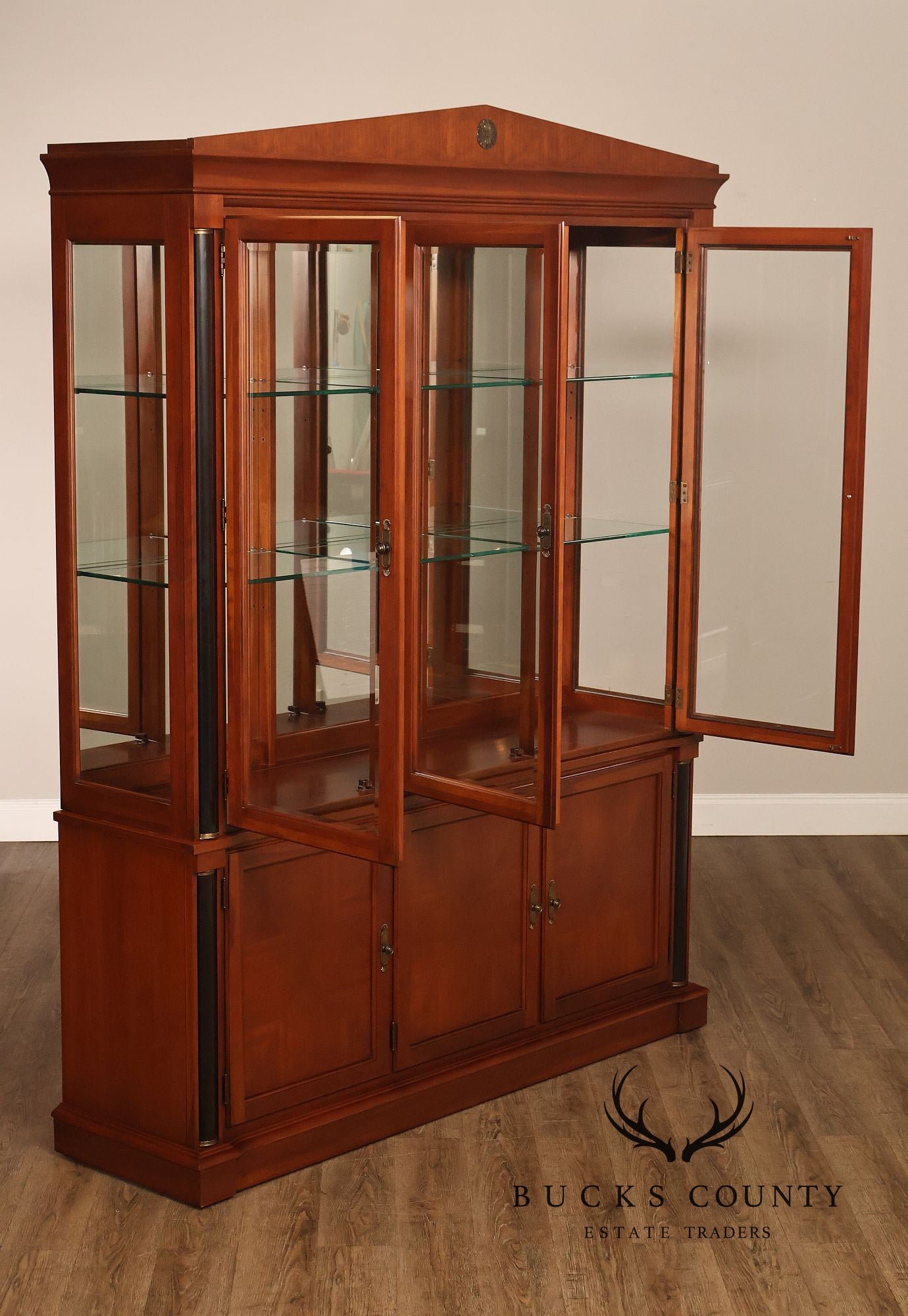 Ethan Allen Medallion Collection Cherry Lighted China Cabinet